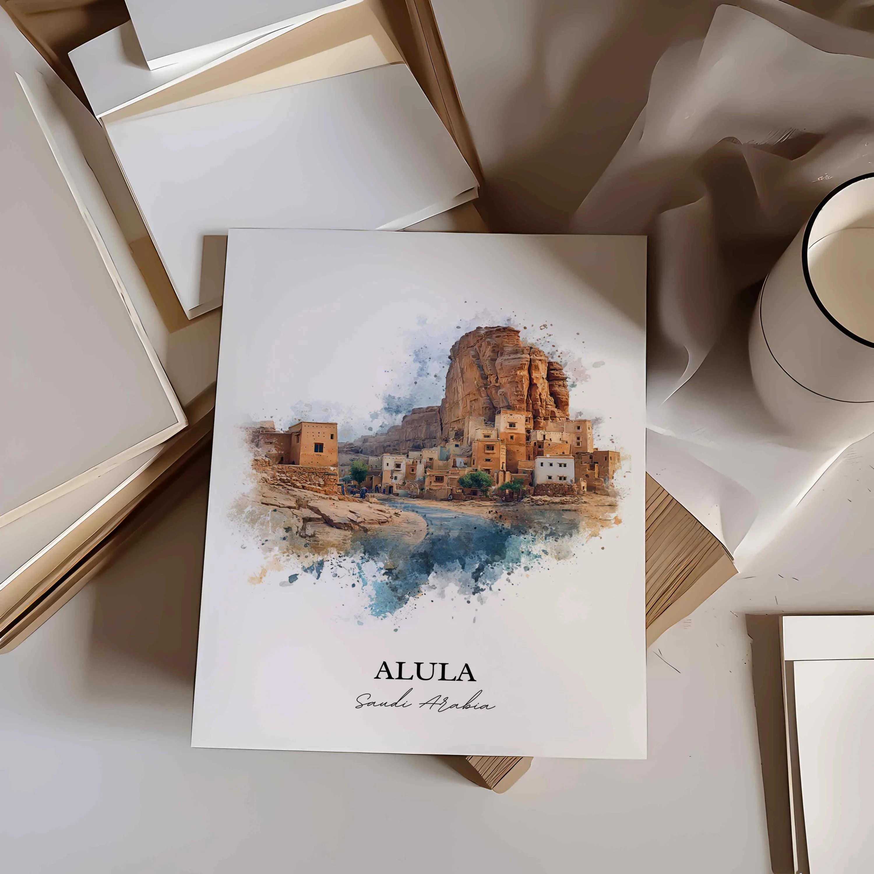 Alula, Saudi Arabia – Watercolor Art Print - Image 3