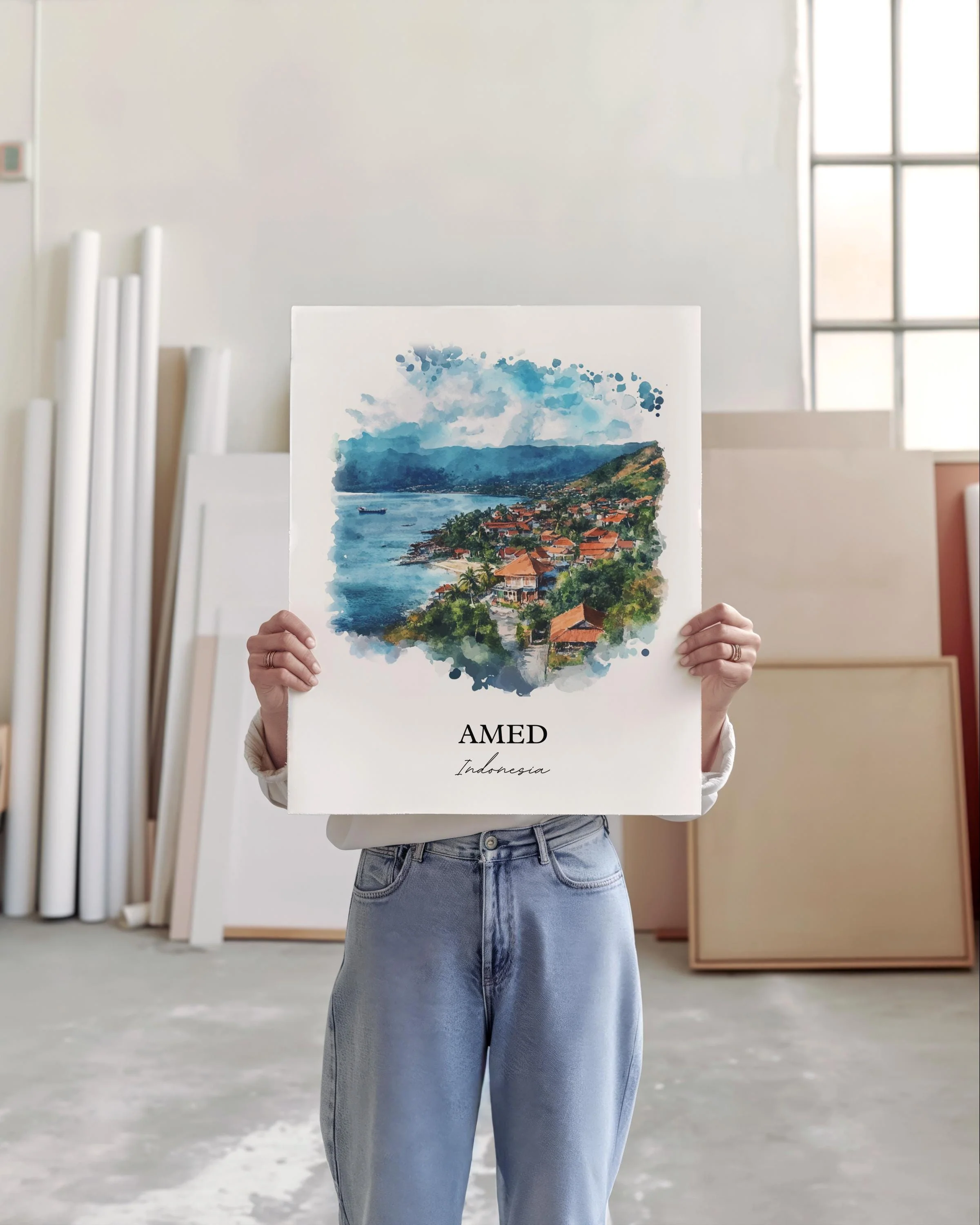 Amed, Indonesia – Watercolor Art Print - Image 3