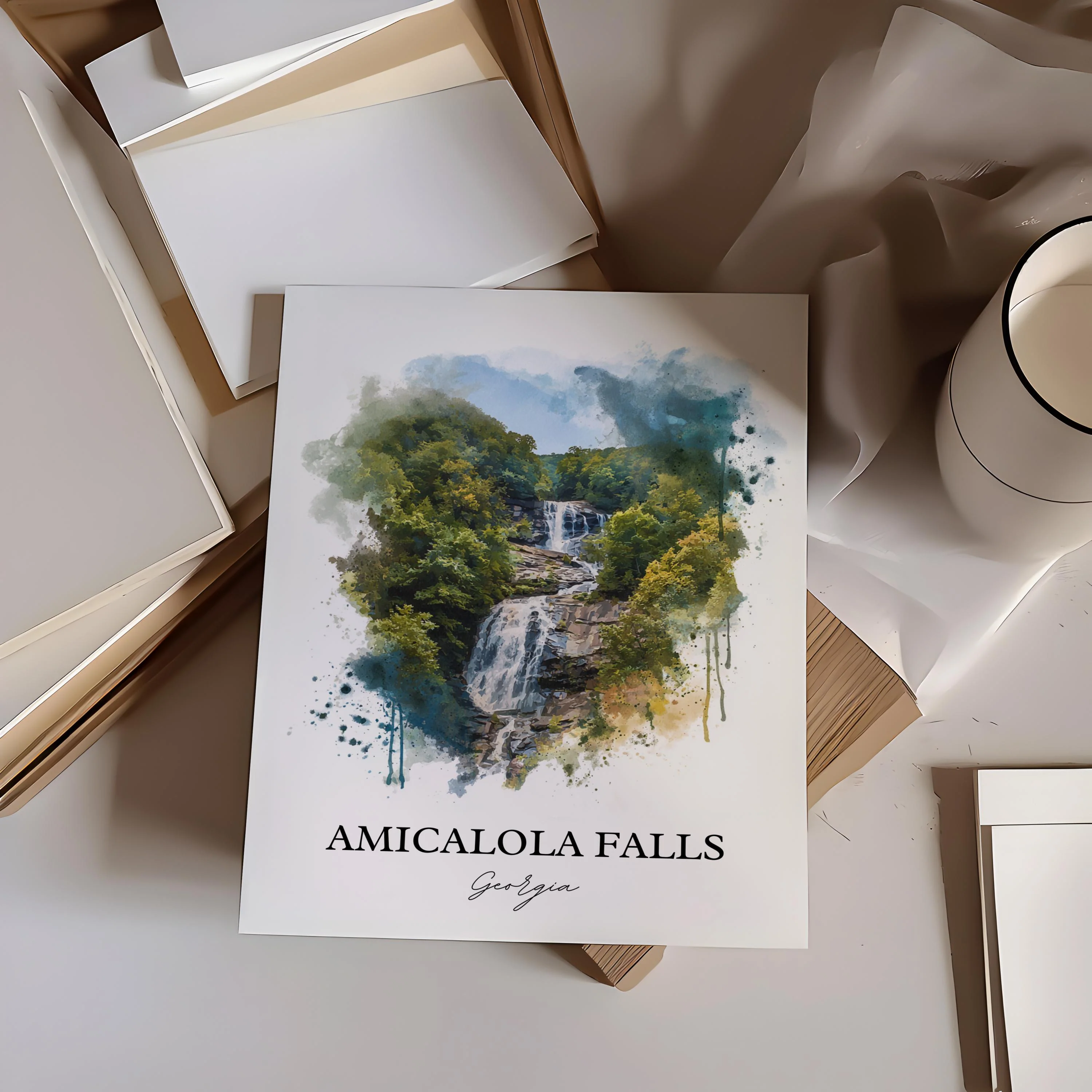 Amicalola Falls, USA – Watercolor Art Print - Image 4