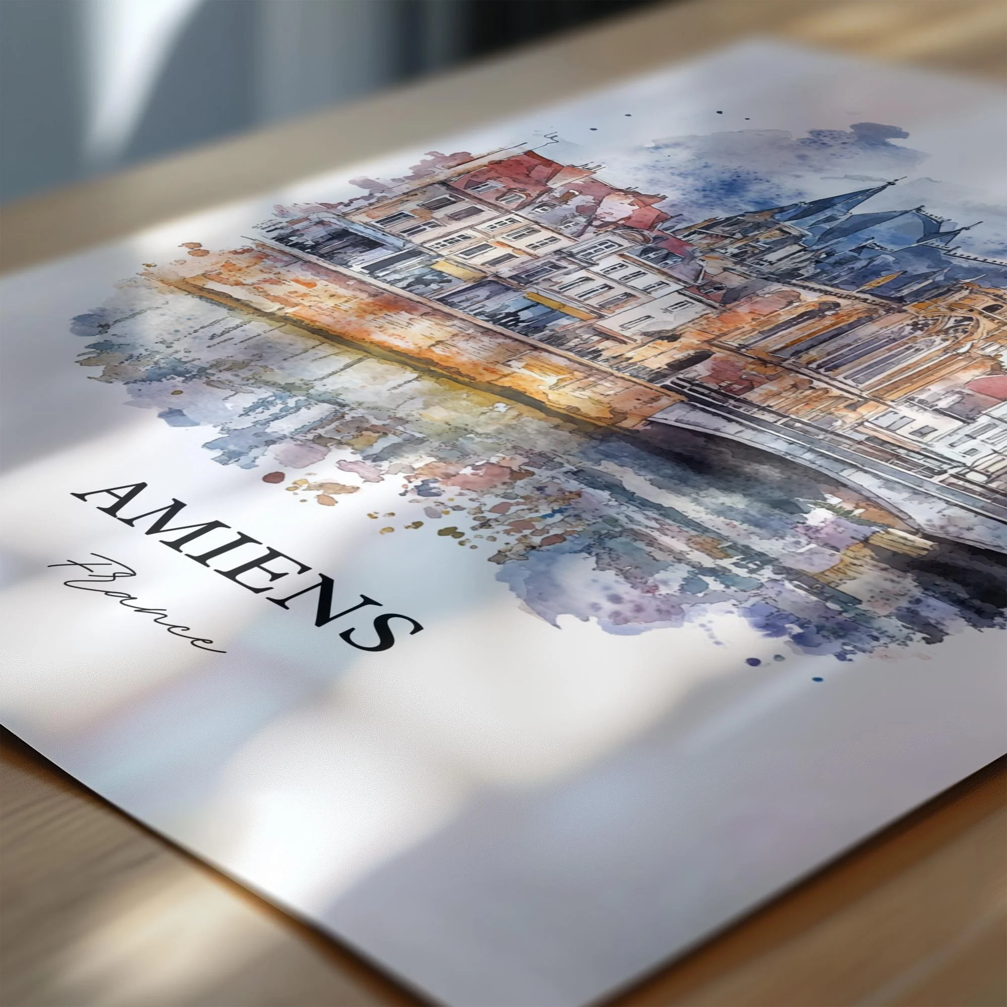 Amiens, France – Watercolor Art Print - Image 2