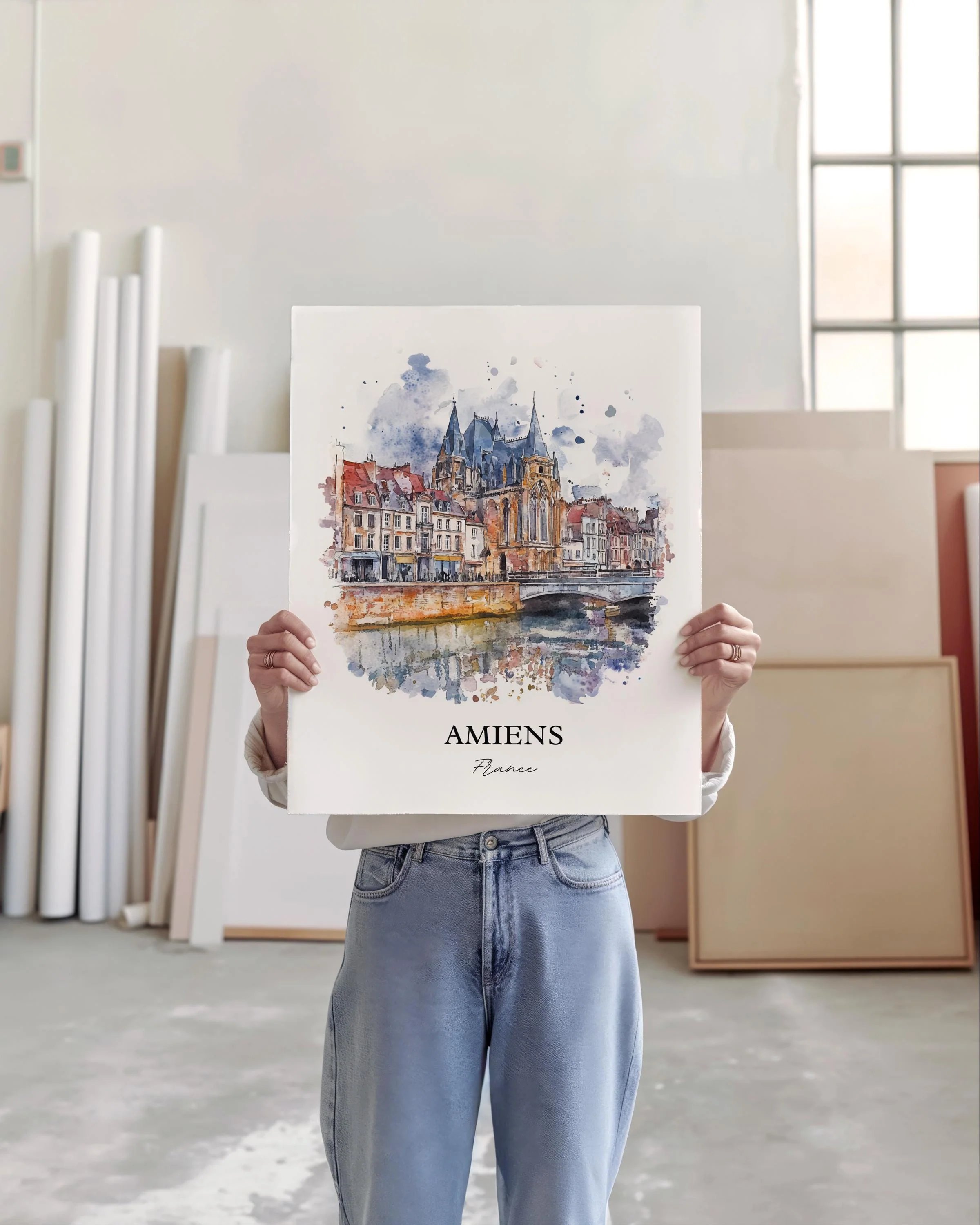 Amiens, France – Watercolor Art Print - Image 3
