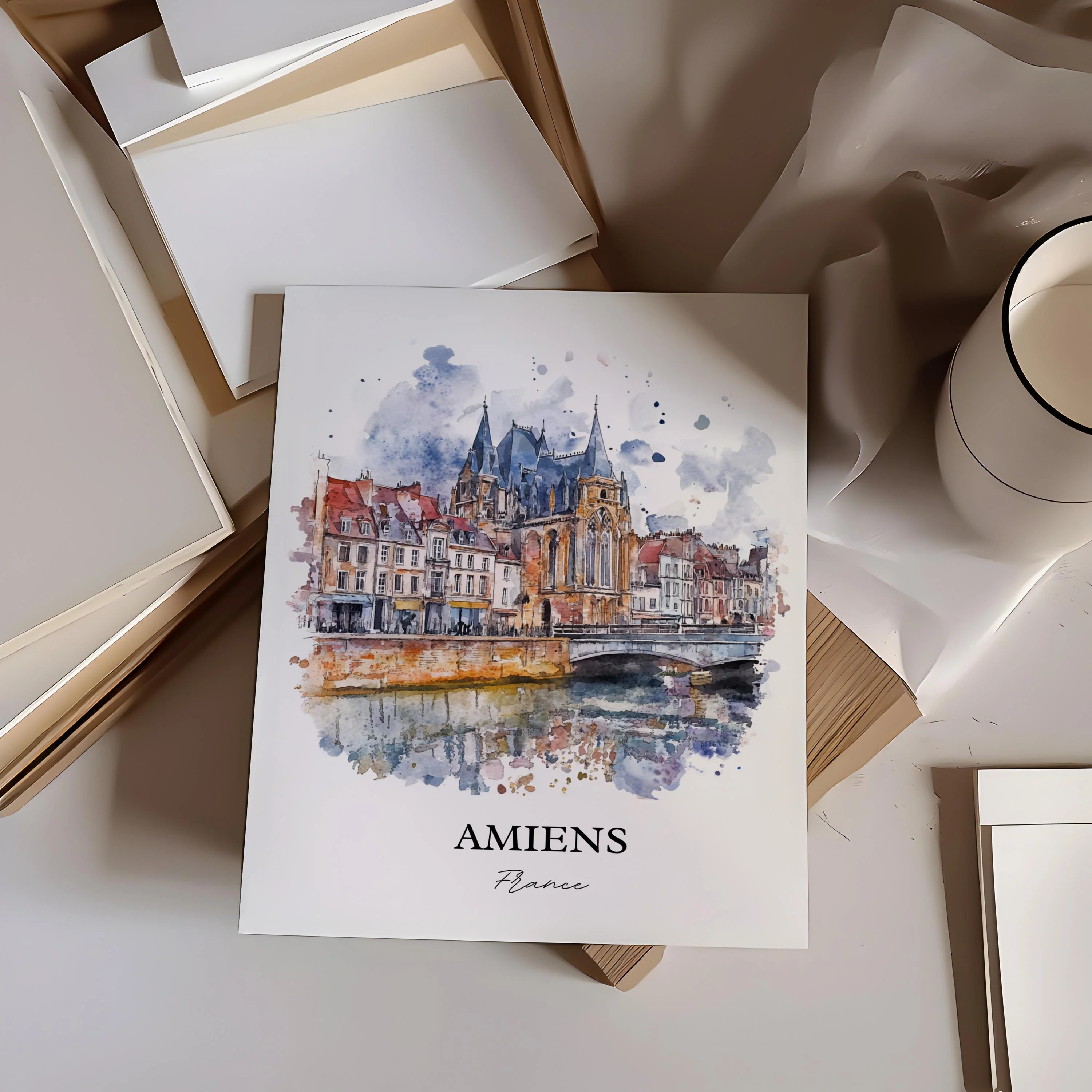Amiens, France – Watercolor Art Print - Image 6