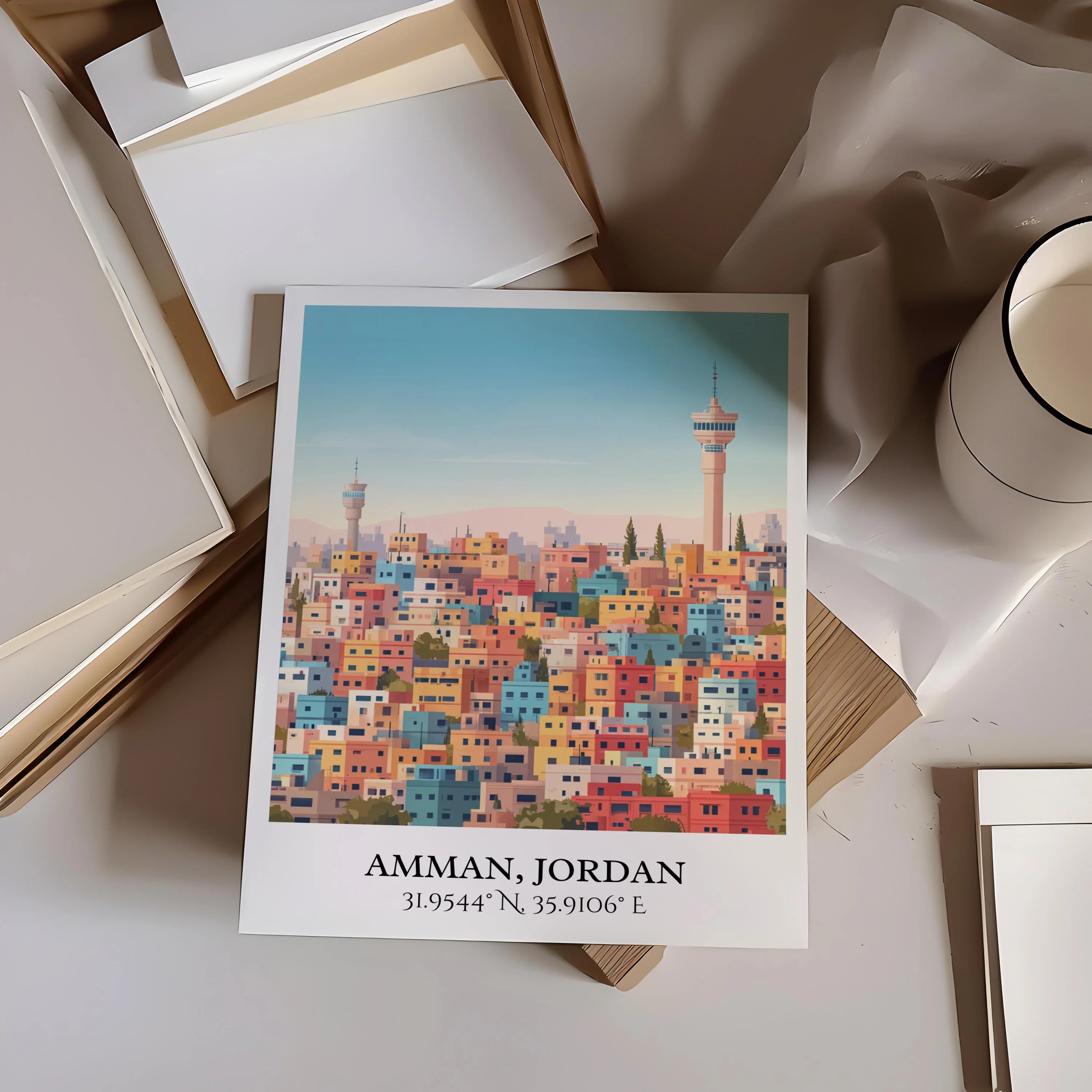 Amman, Jordan – Watercolor Art Print - Image 3
