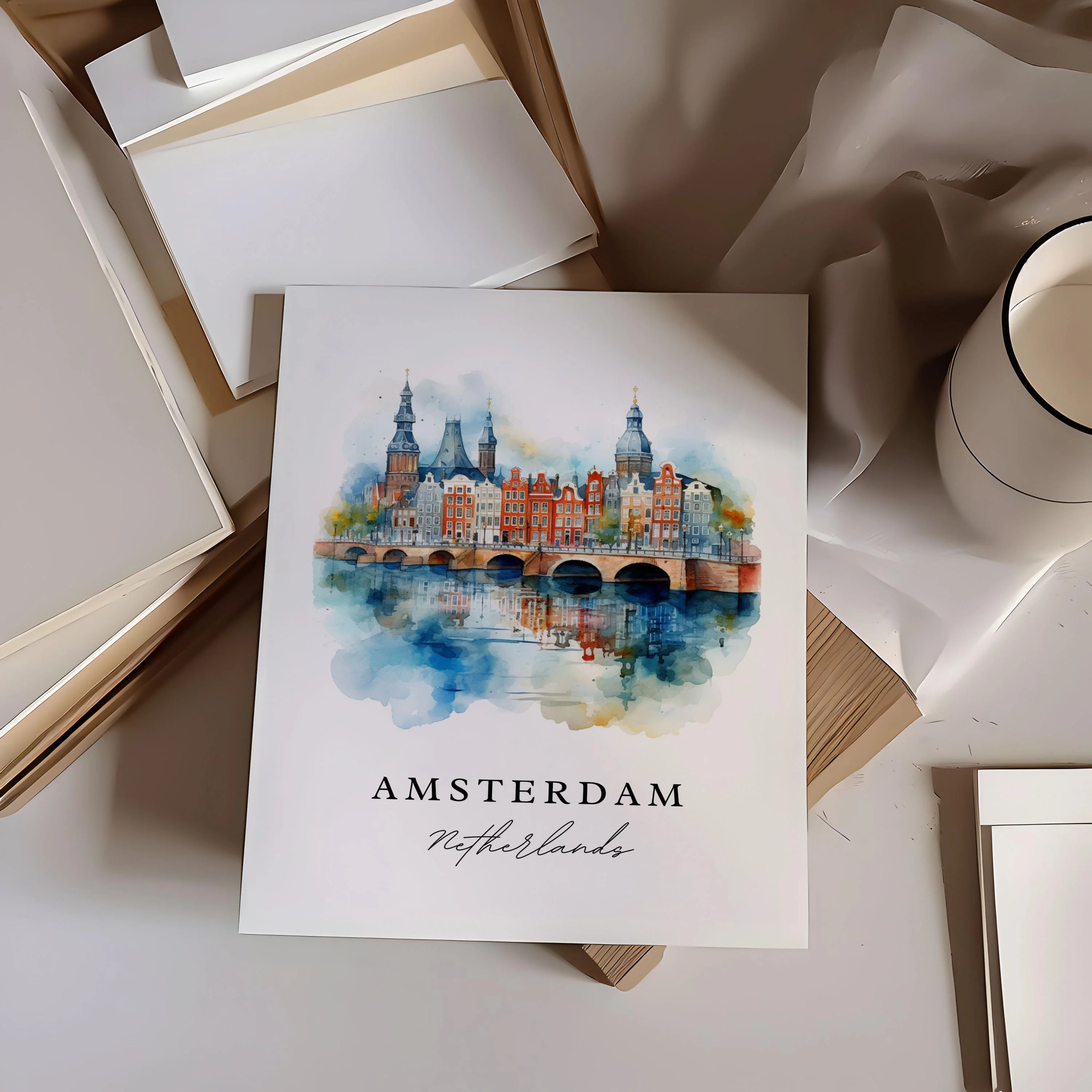 Amsterdam, Netherlands – Watercolor Art Print - Image 3