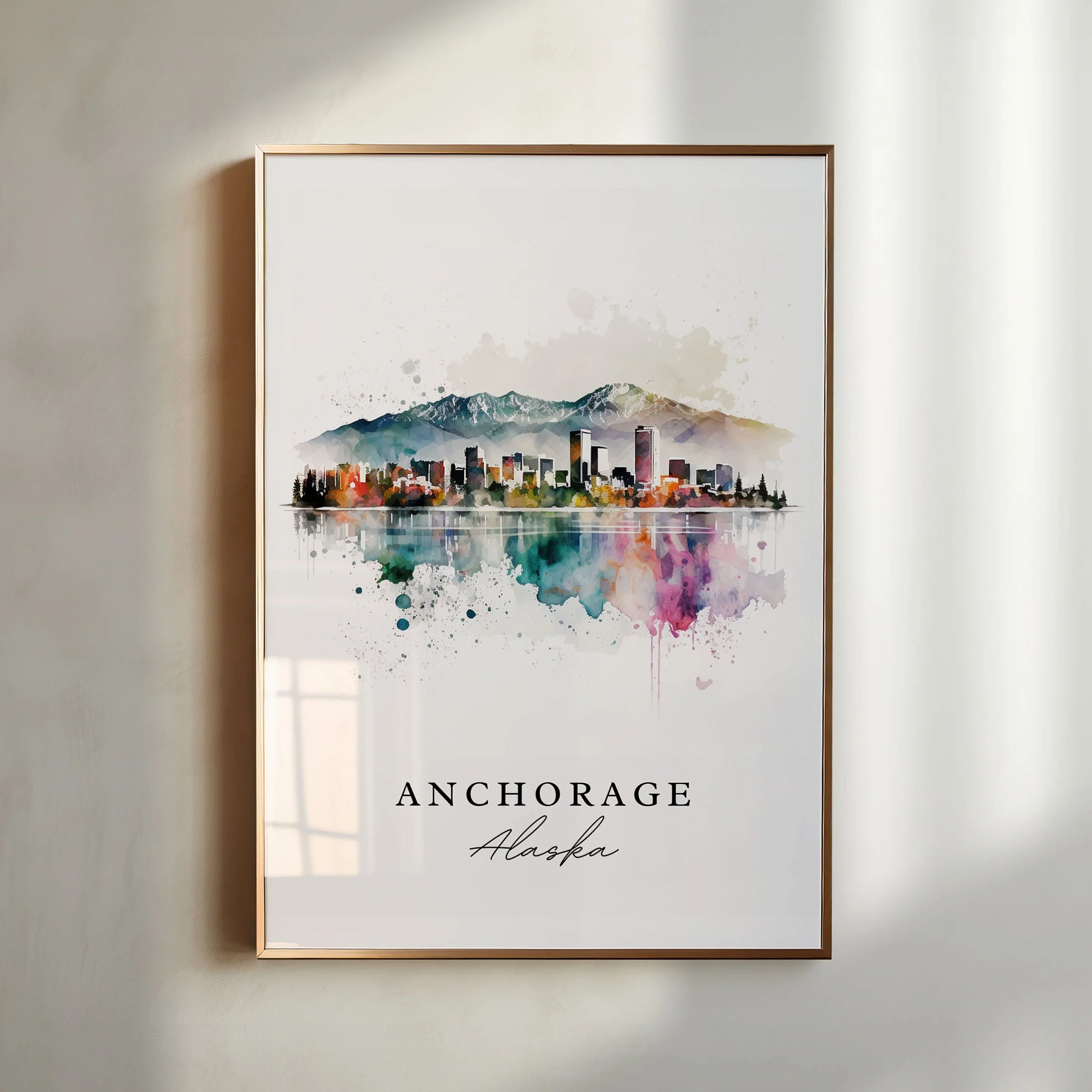 Anchorage, Alaska – Watercolor Art Print