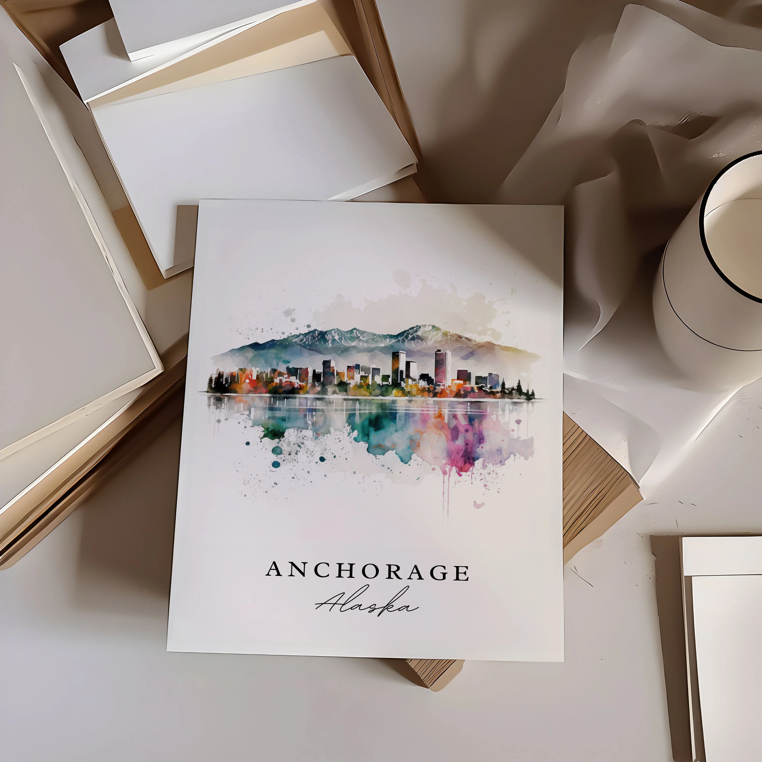 Anchorage, Alaska – Watercolor Art Print - Image 2