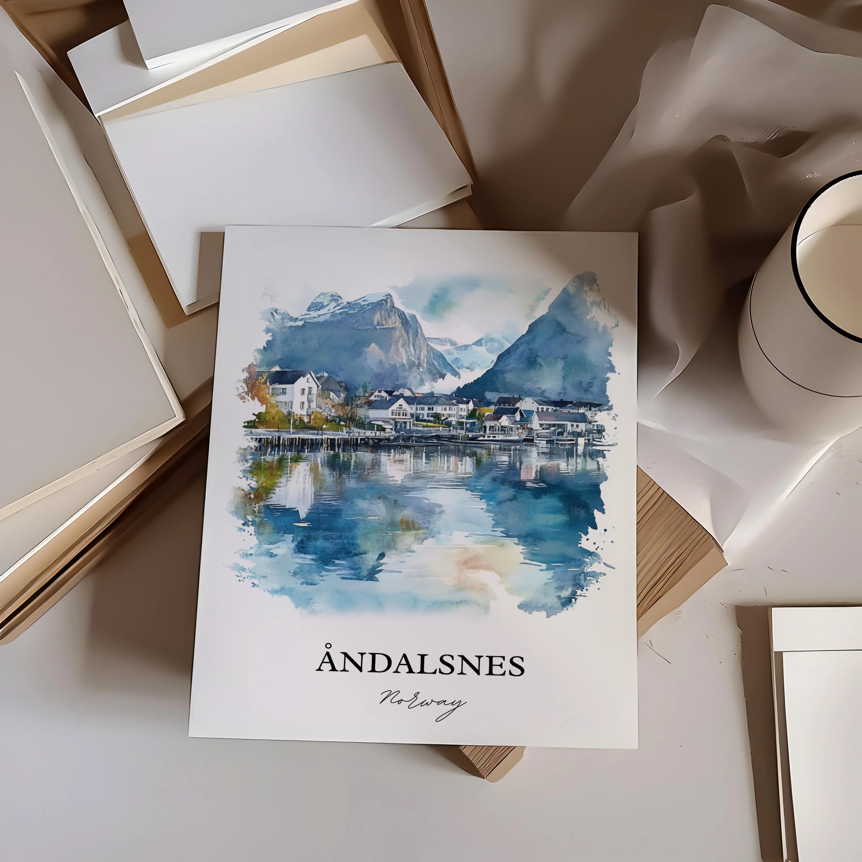 Andalsnes, Norway – Watercolor Art Print - Image 4