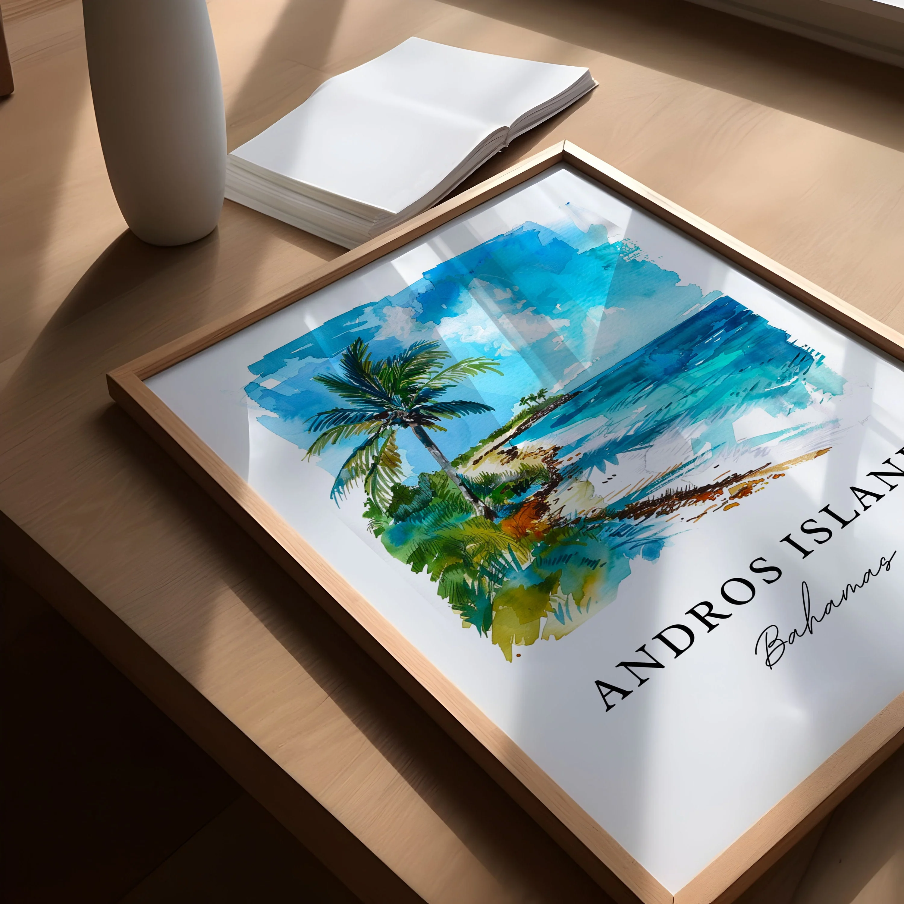 Andros Island, Bahamas – Watercolor Art Print - Image 3