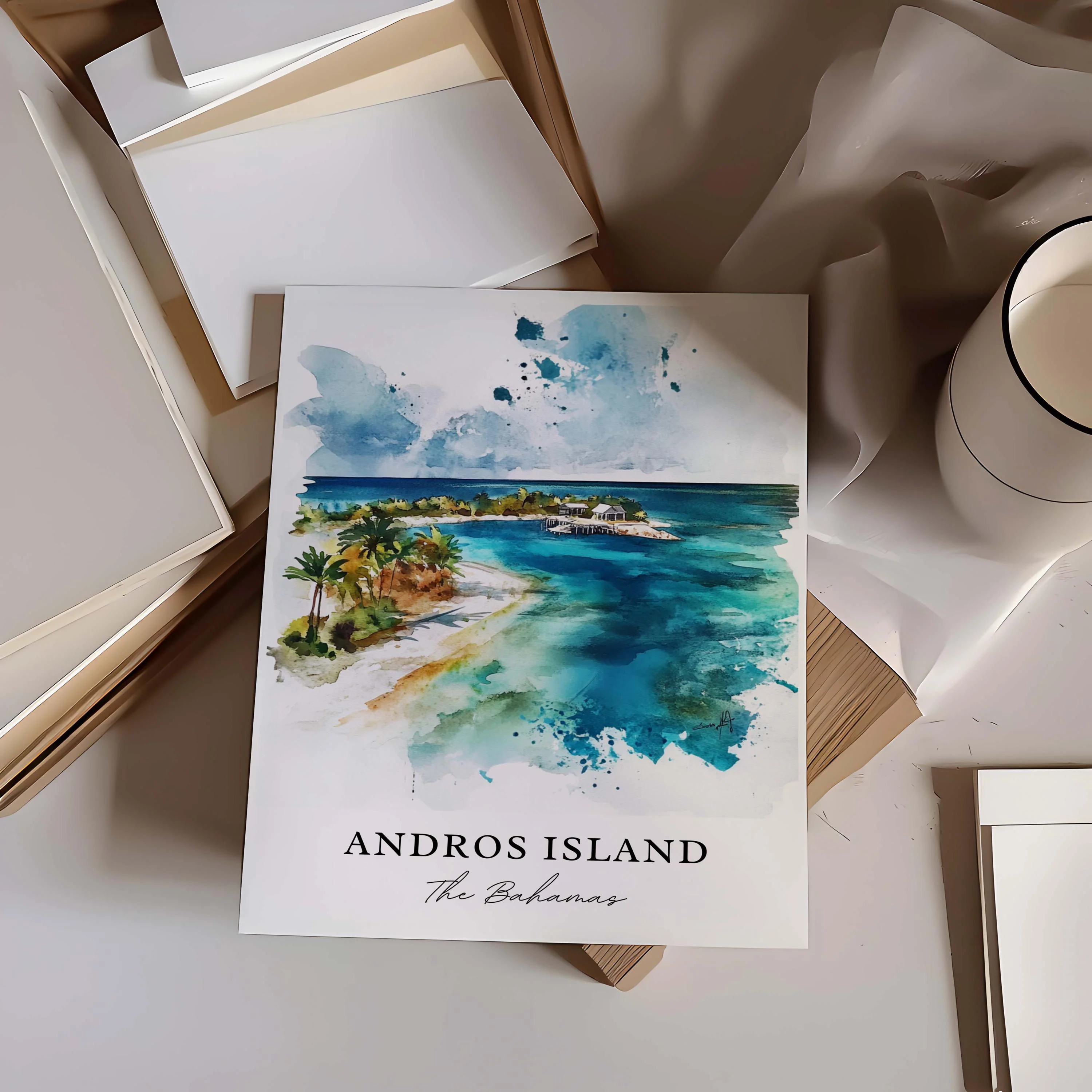 Andros Island, Bahamas – Watercolor Art Print - Image 2