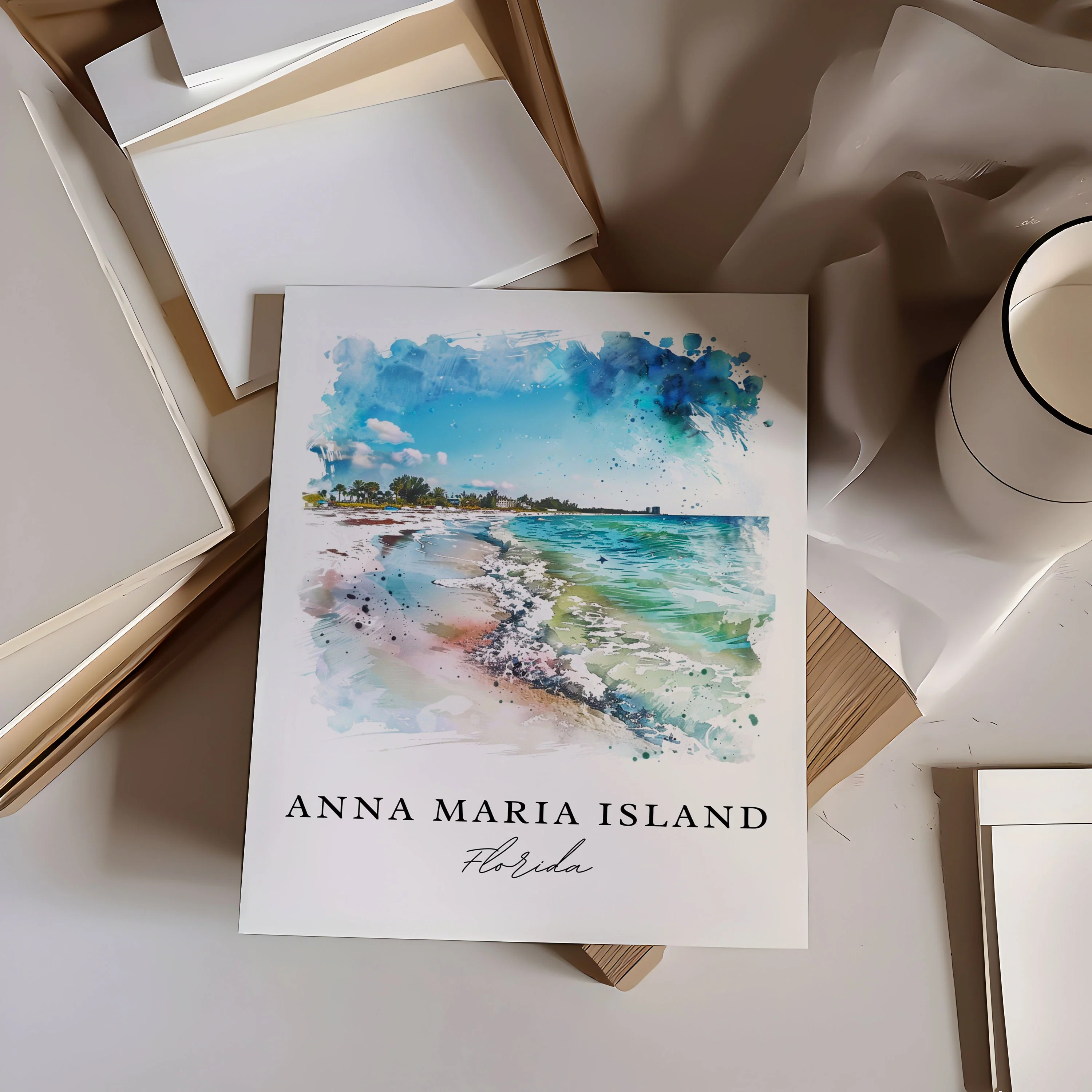 Anna Maria Island, Florida Watercolor Art Print - Image 2