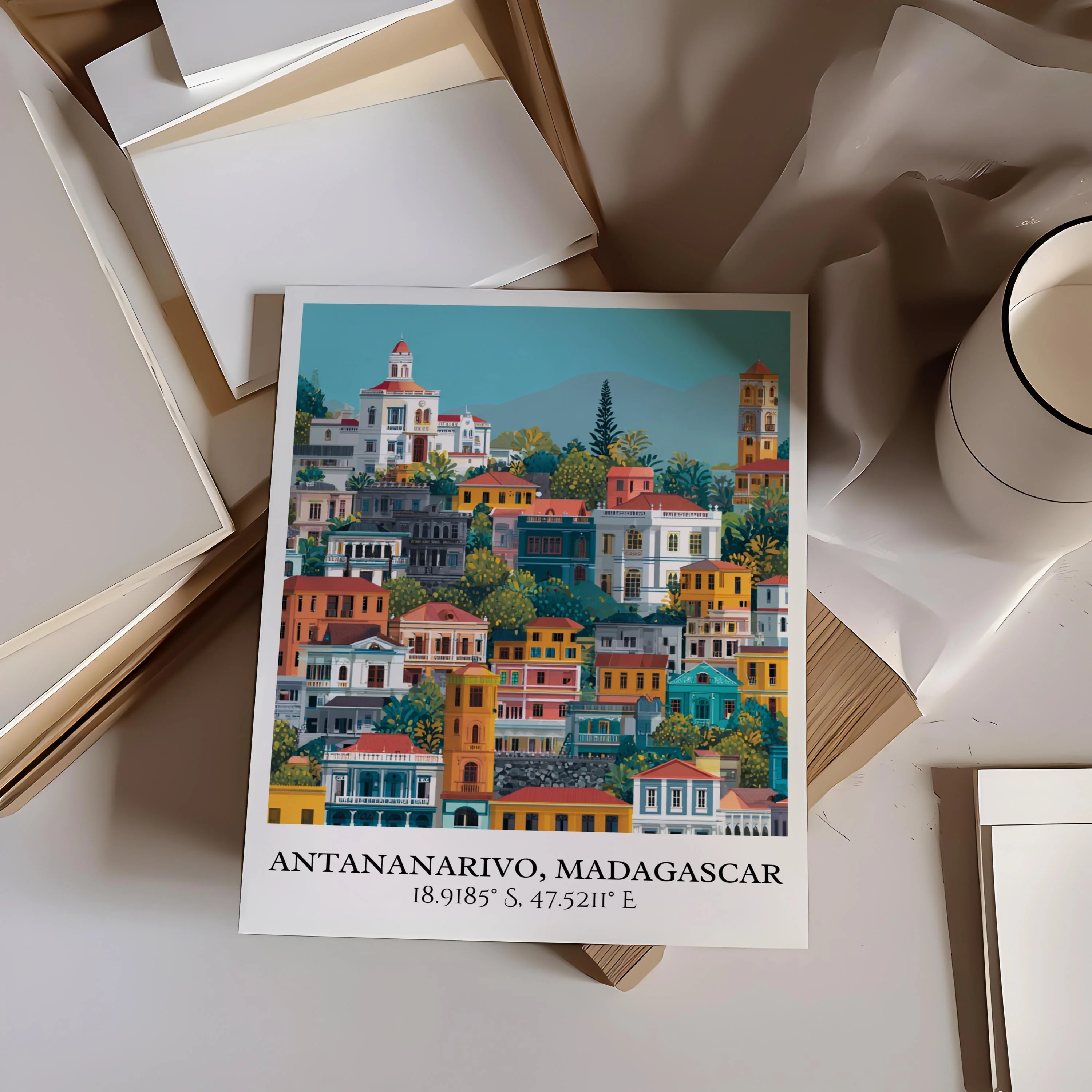 Antananarivo, Madagascar – Watercolor Art Print - Image 4