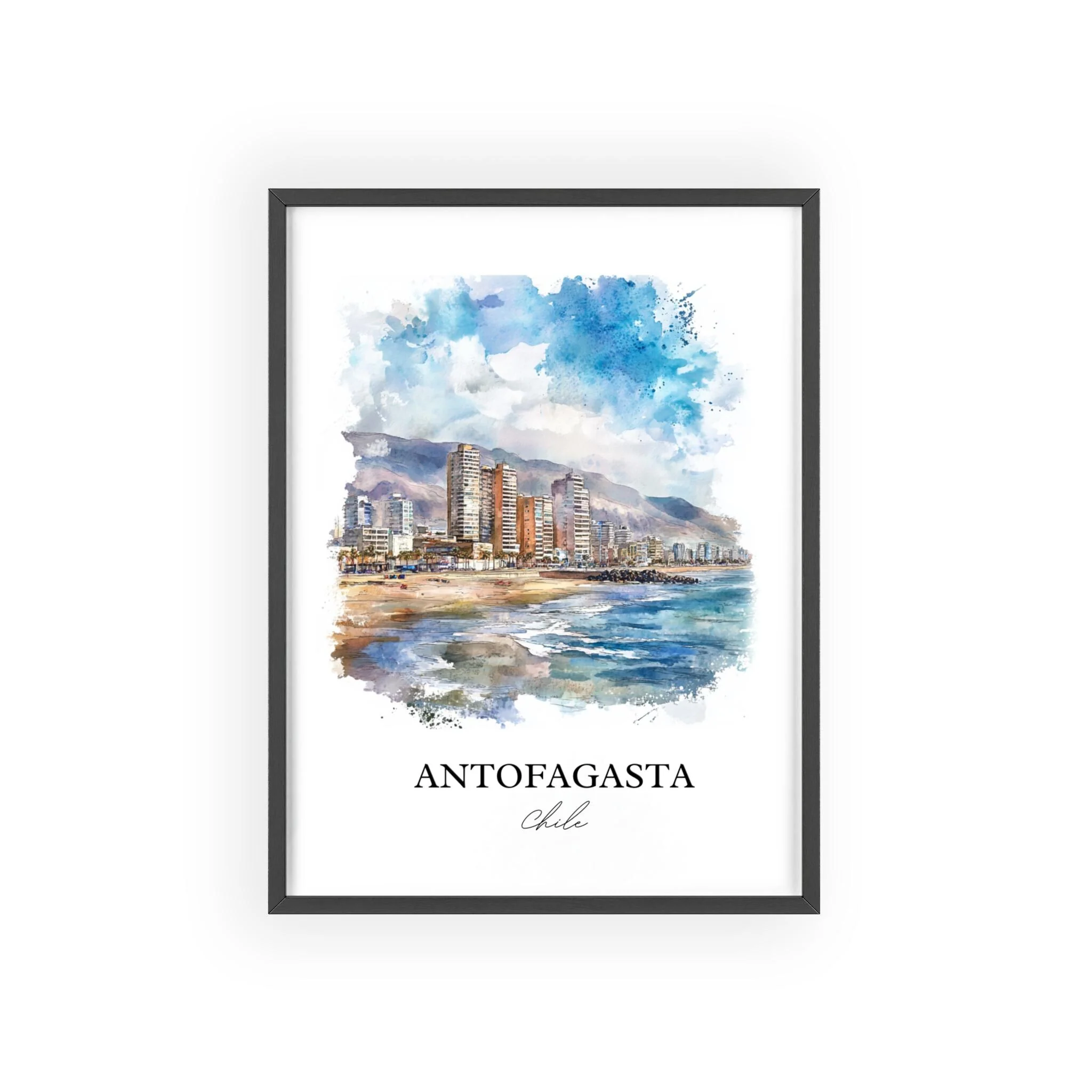 Antofagasta, Chile – Watercolor Art Print