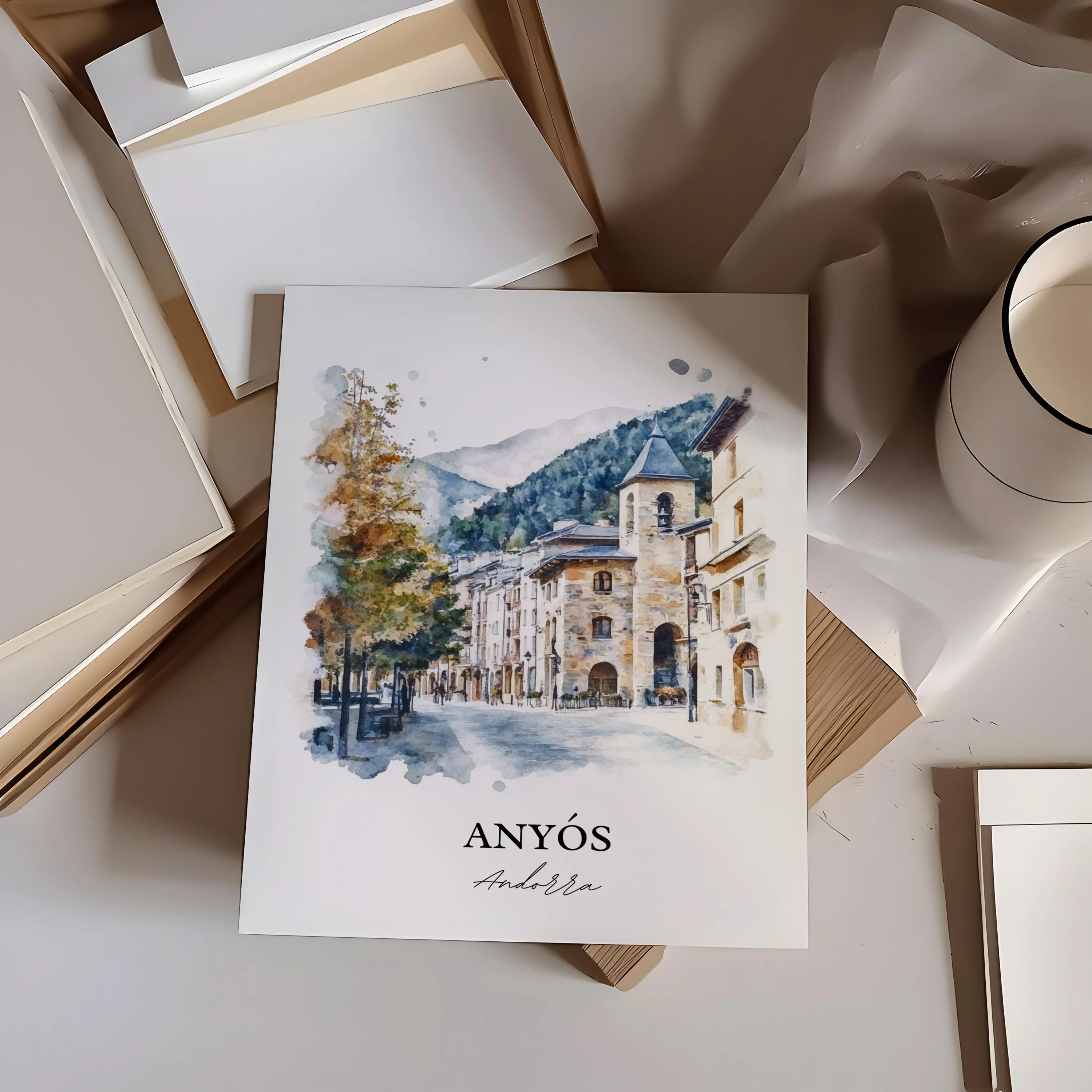 La Massana, Andorra – Watercolor Art Print - Image 4