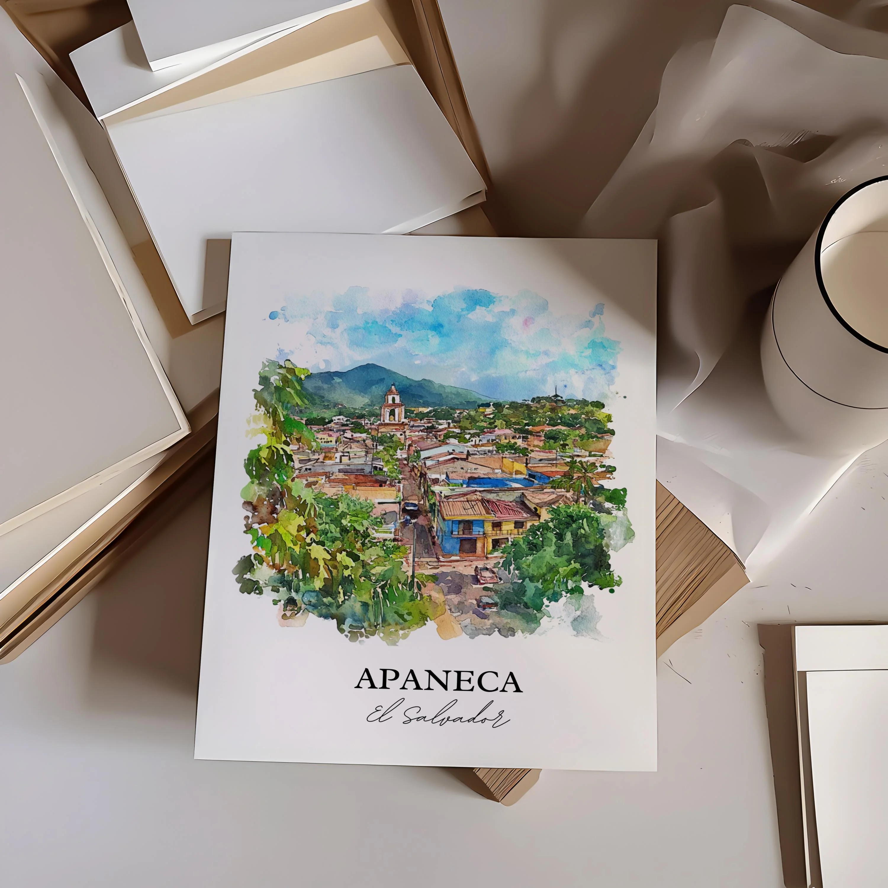 Apaneca, El Salvador – Watercolor Art Print - Image 5