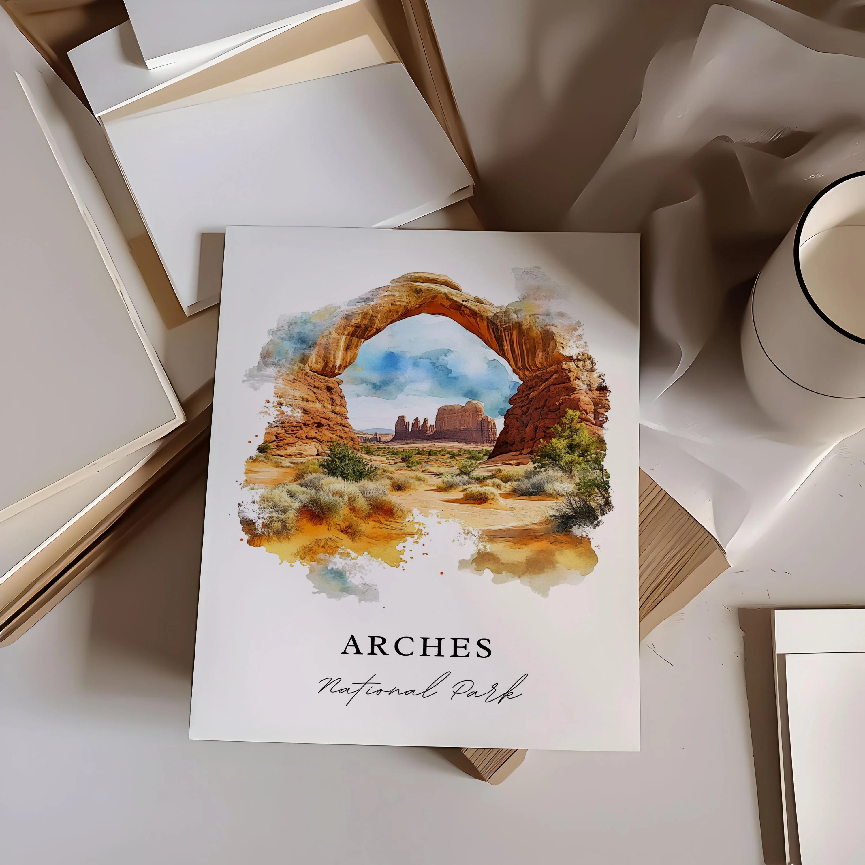 Arches National Park, Utah – Watercolor Art Print - Image 2