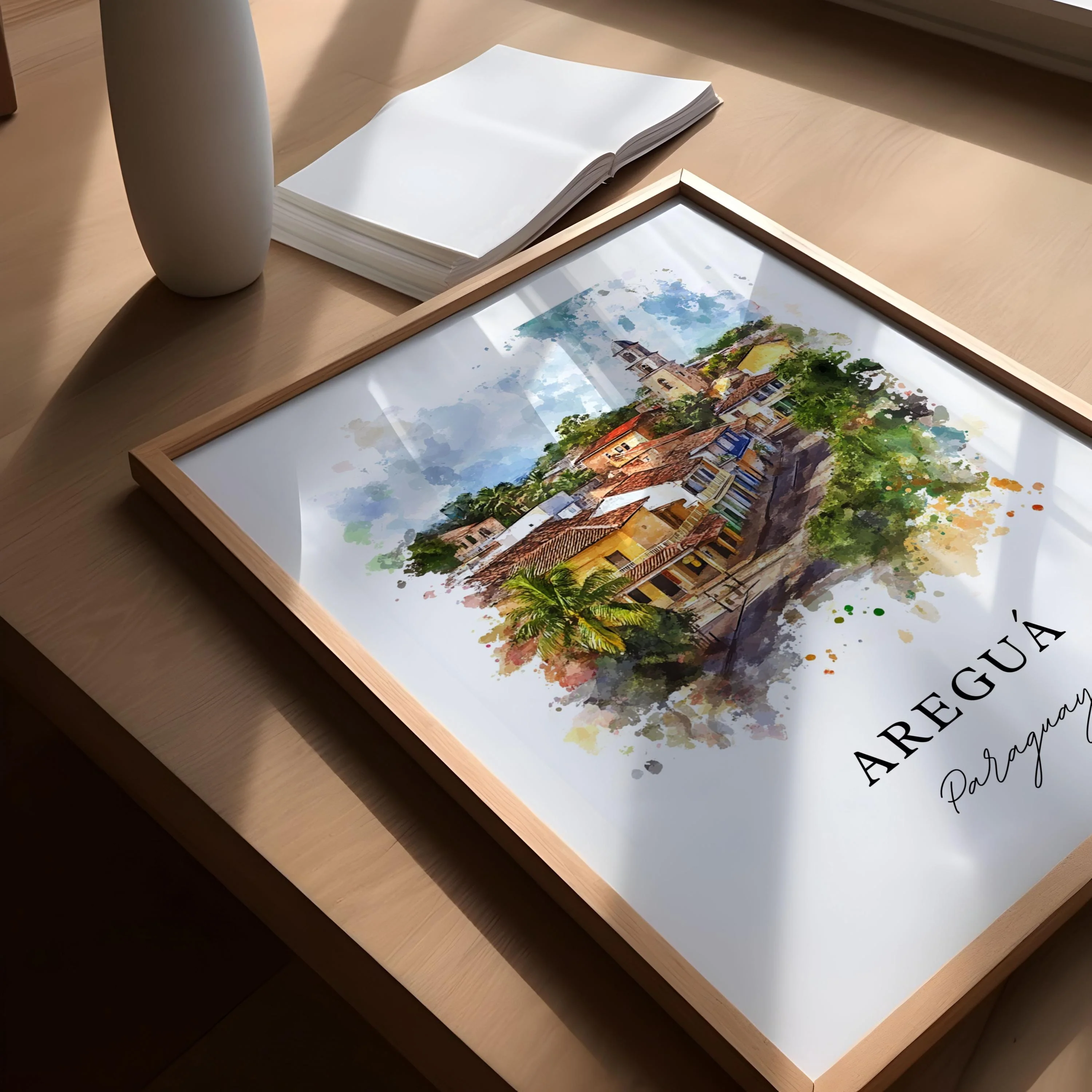 Aregua, Paraguay – Watercolor Art Print - Image 3
