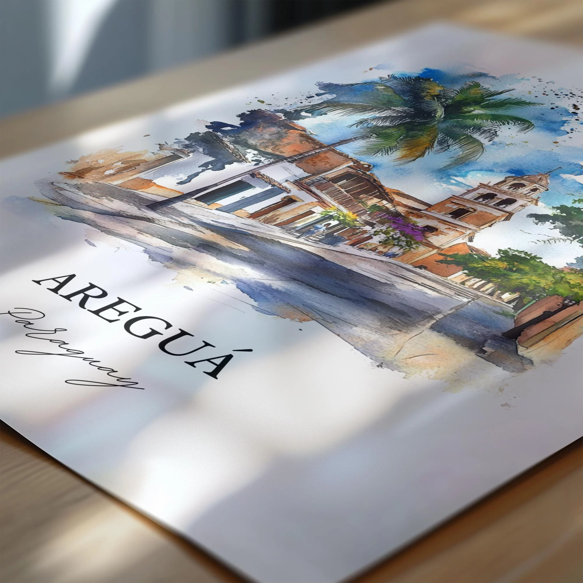 Areguá, Paraguay – Watercolor Art Print - Image 2