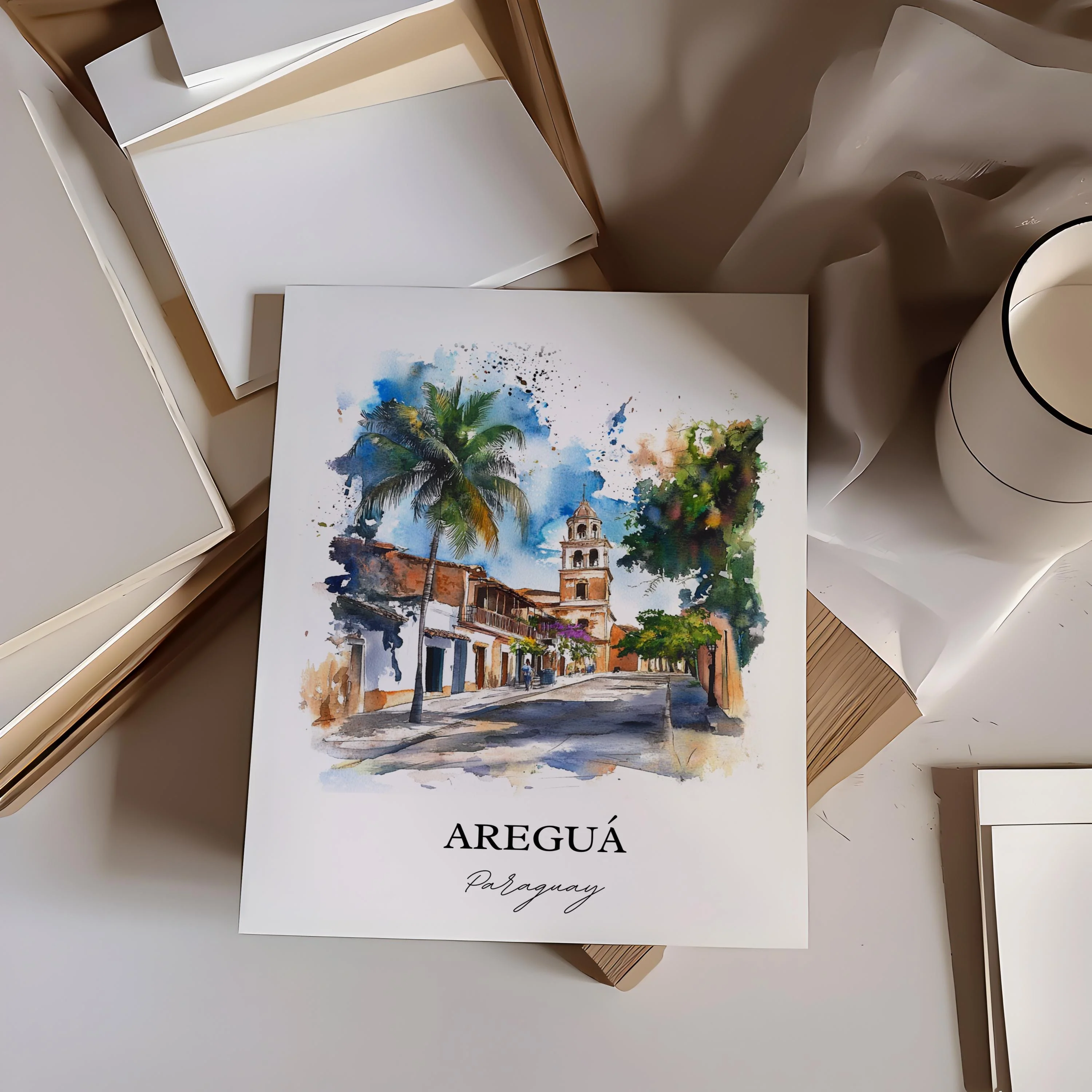 Areguá, Paraguay – Watercolor Art Print - Image 5