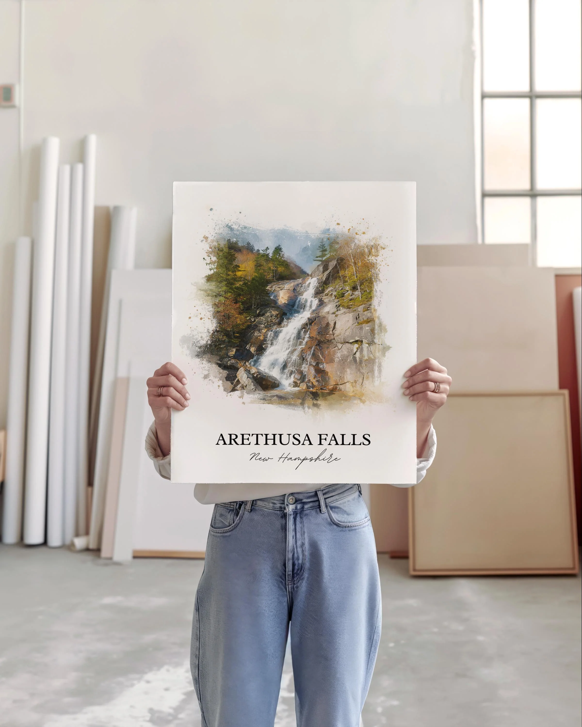 Arethusa Falls, New Hampshire, USA – Watercolor Art Print - Image 3
