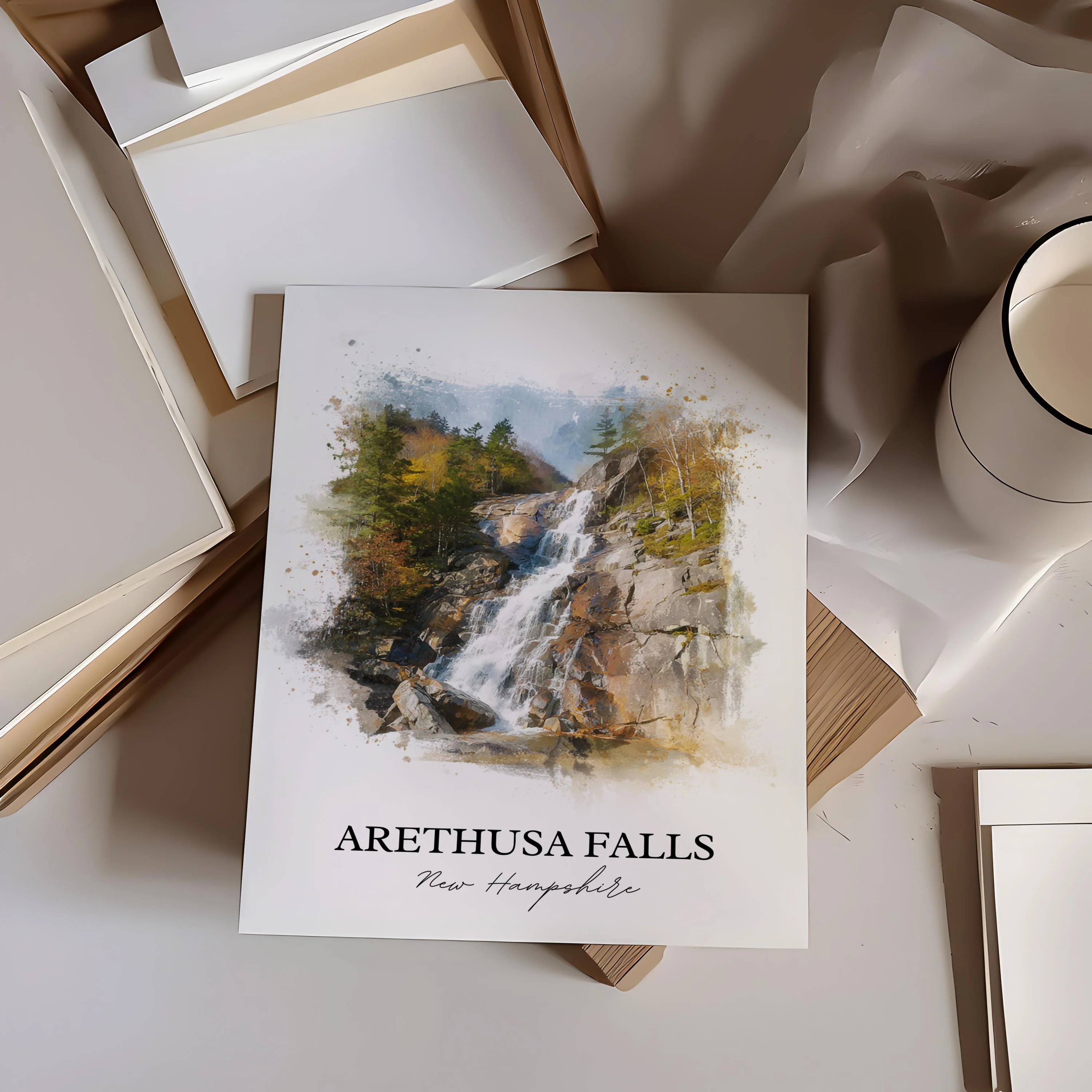 Arethusa Falls, New Hampshire, USA – Watercolor Art Print - Image 4