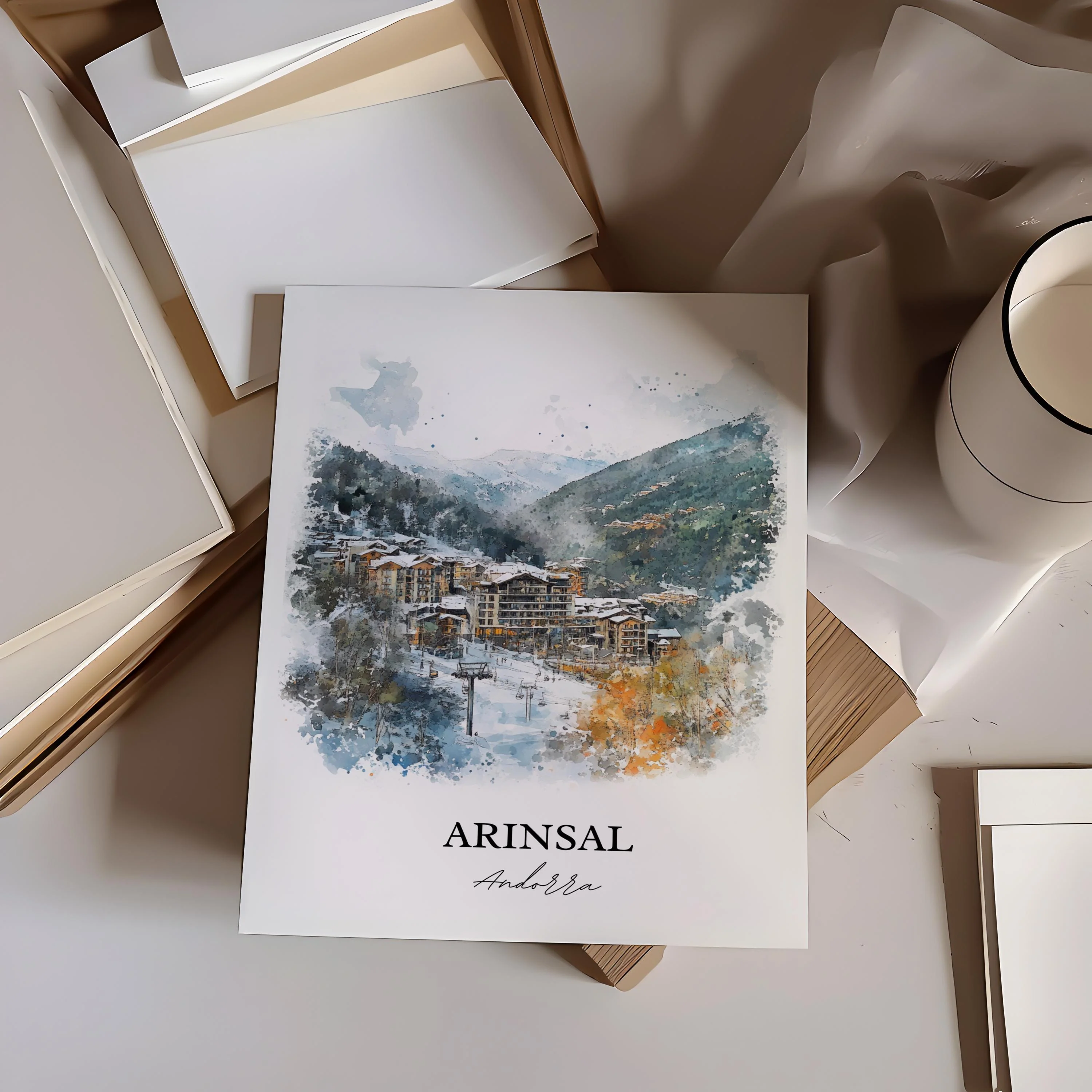 Arinsal, Andorra – Watercolor Art Print - Image 5