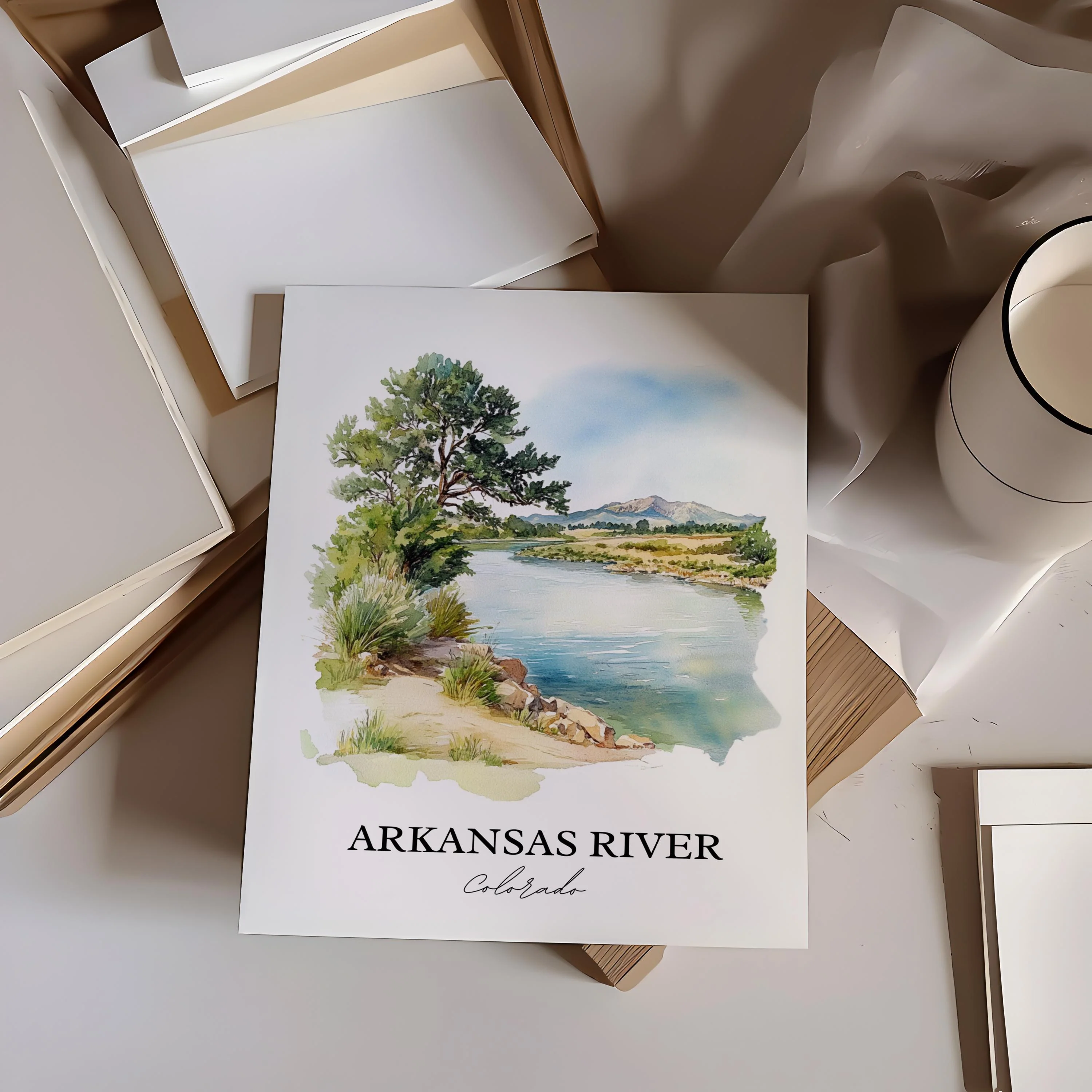 Arkansas River, Colorado, USA – Watercolor Art Print - Image 5