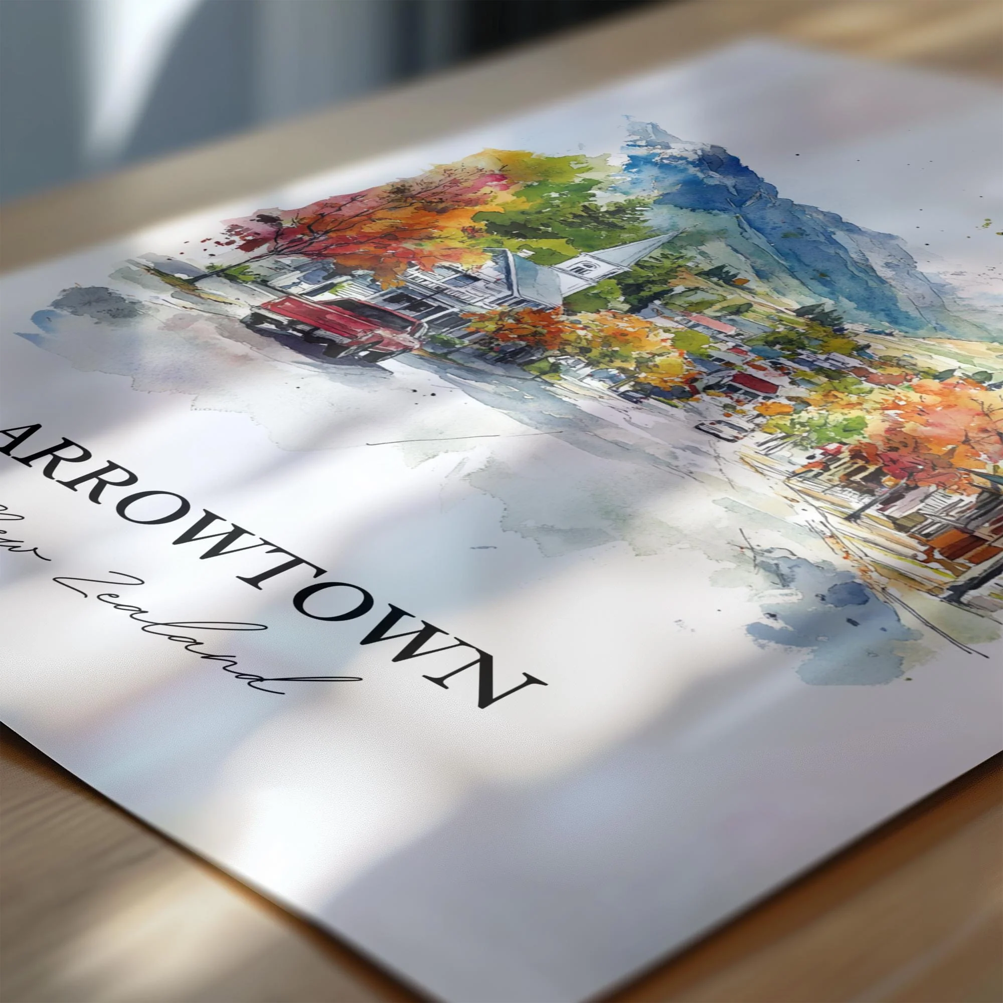 Arrowtown, New Zealand – Watercolor Art Print - Image 2