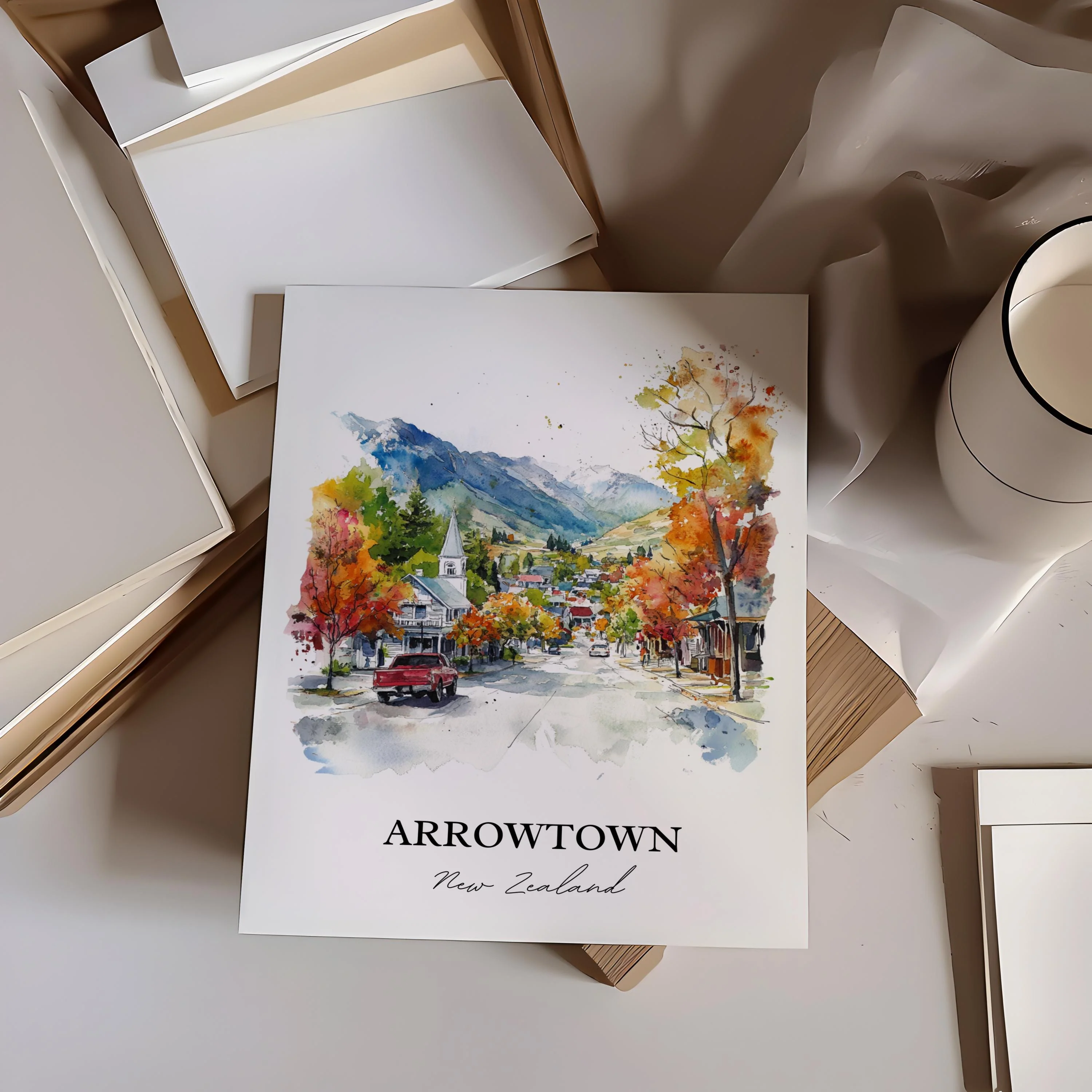 Arrowtown, New Zealand – Watercolor Art Print - Image 5