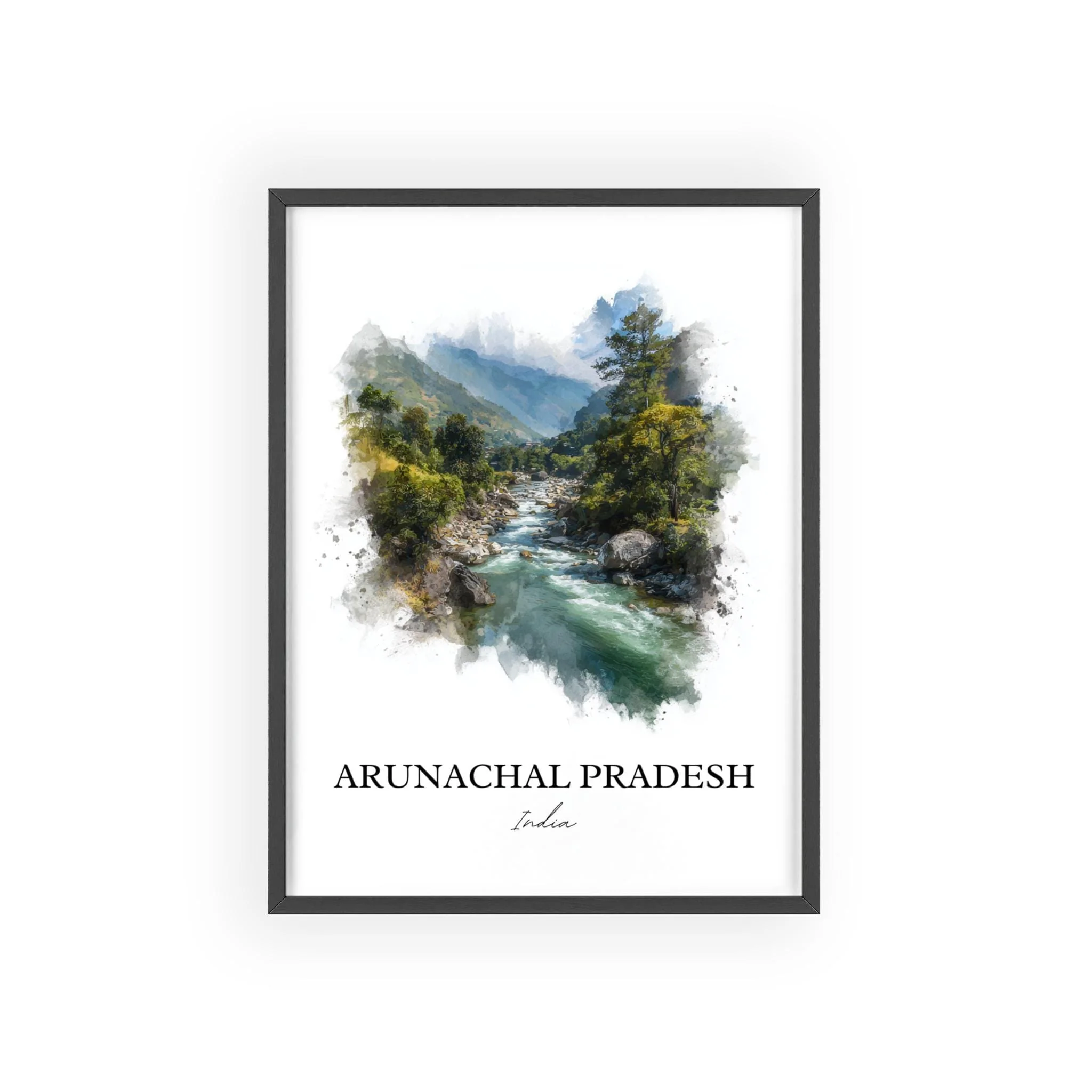 Arunachal Pradesh, India – Watercolor Art Print - Image 7