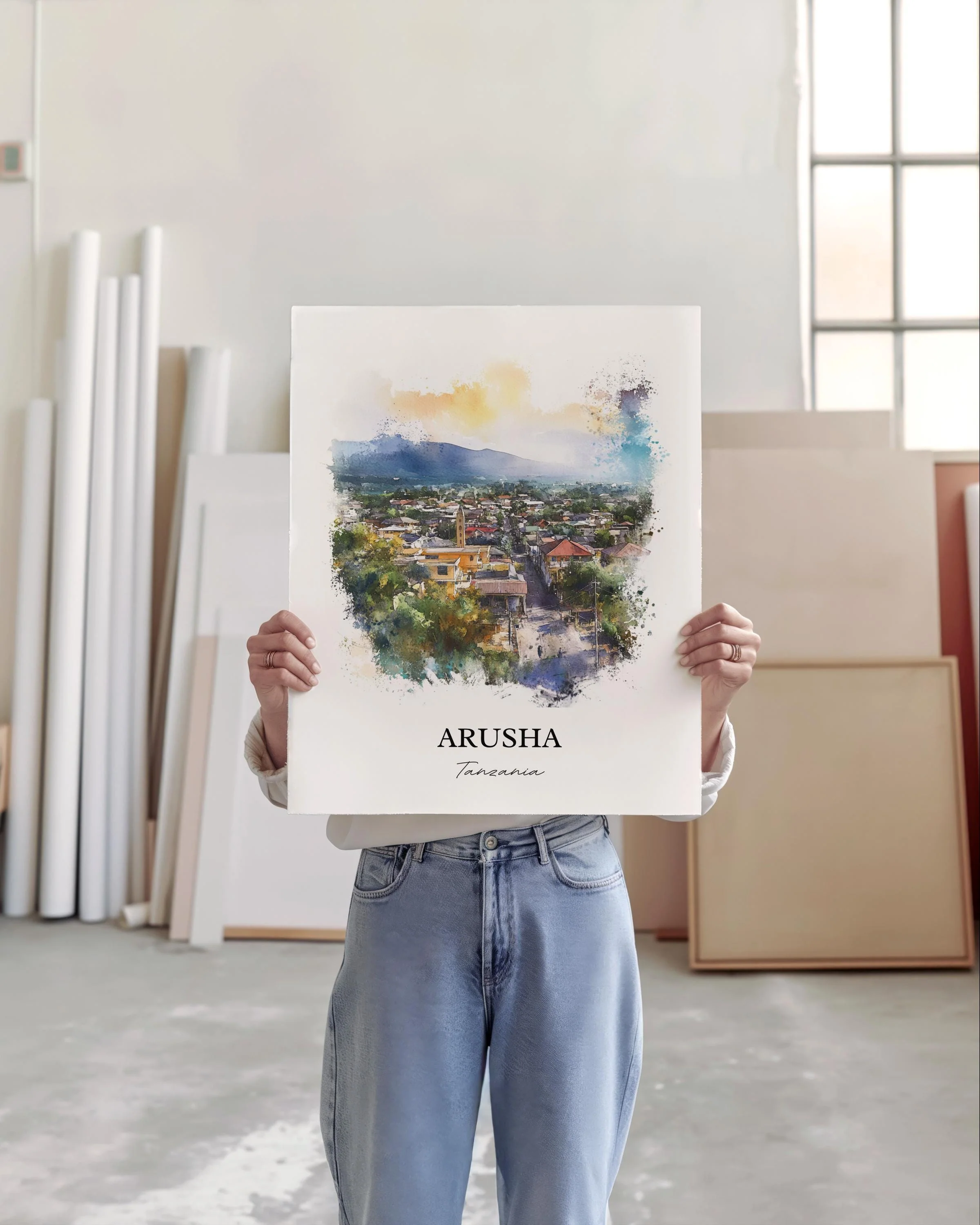 Arusha, Tanzania – Mt. Meru Watercolor Art Print - Image 4