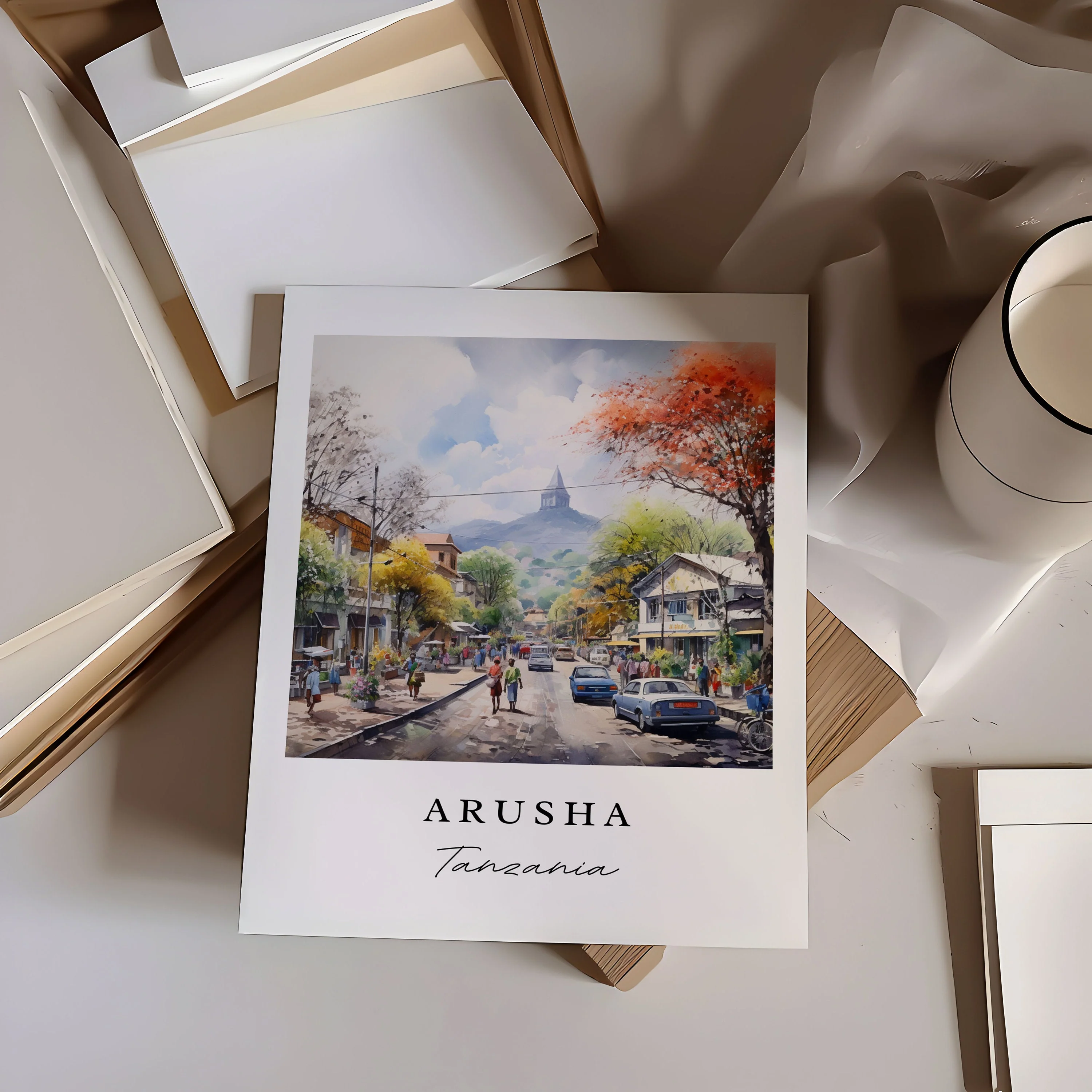 Arusha, Tanzania – Watercolor Art Print - Image 2