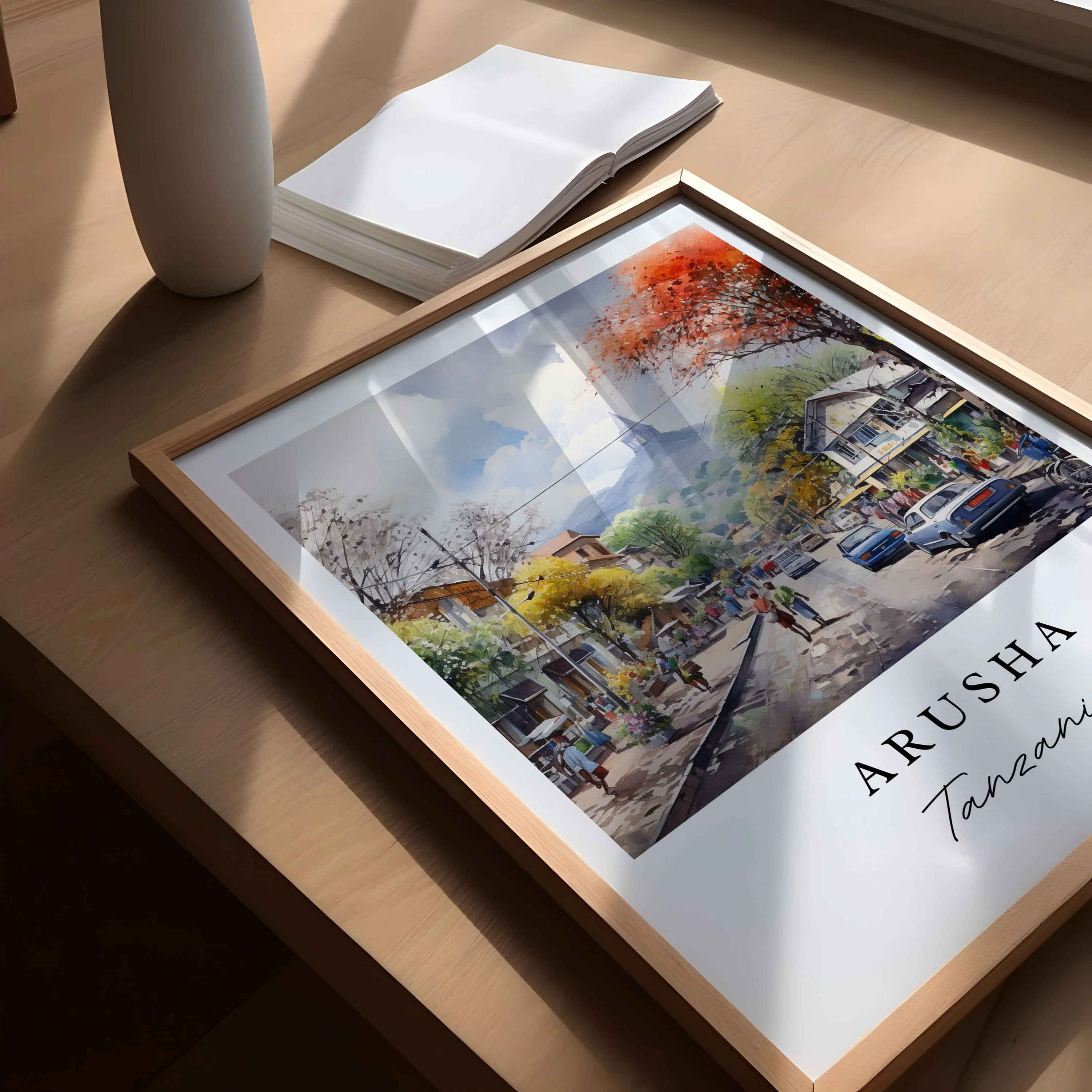 Arusha, Tanzania – Watercolor Art Print - Image 3