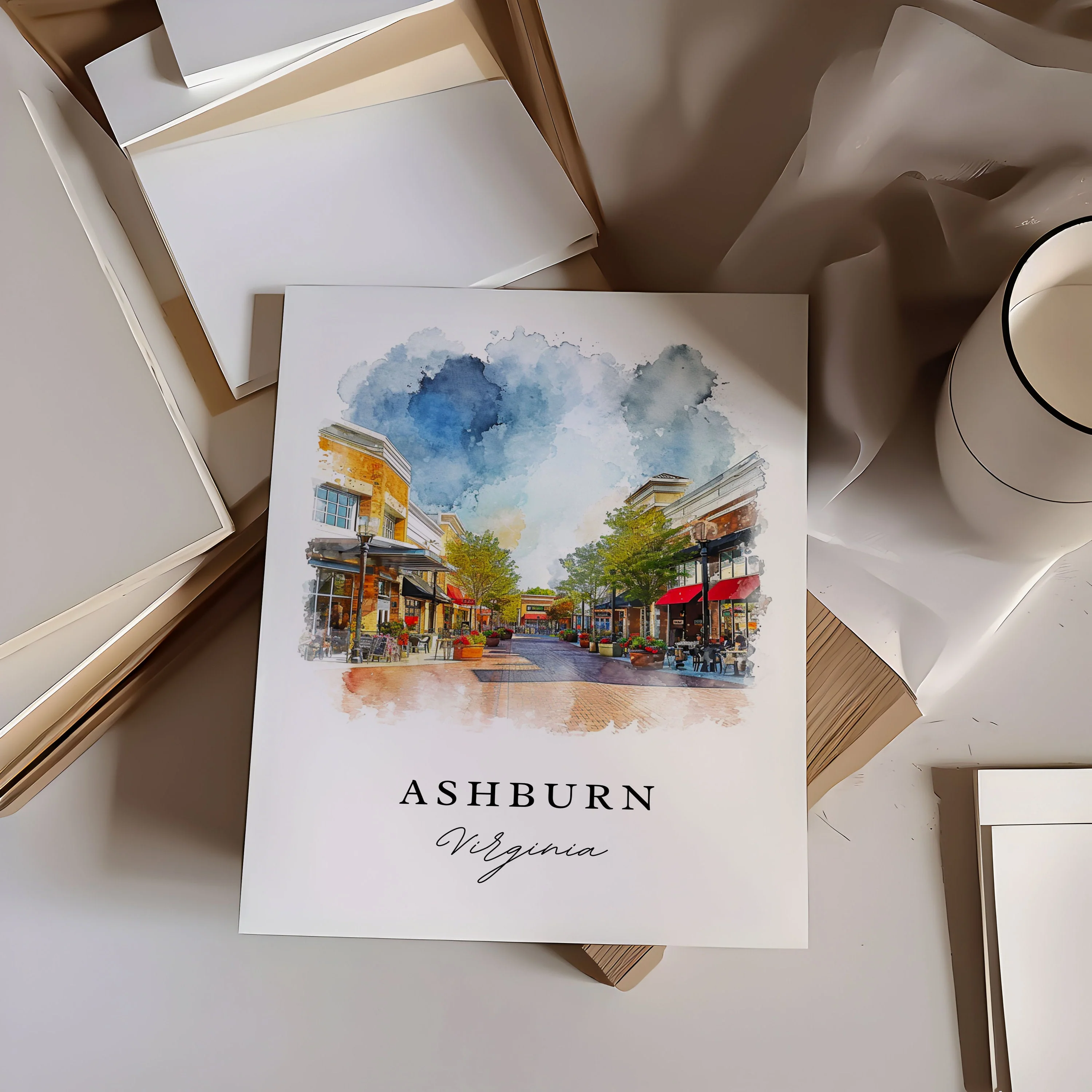 Ashburn, Virginia – Watercolor Art Print - Image 2