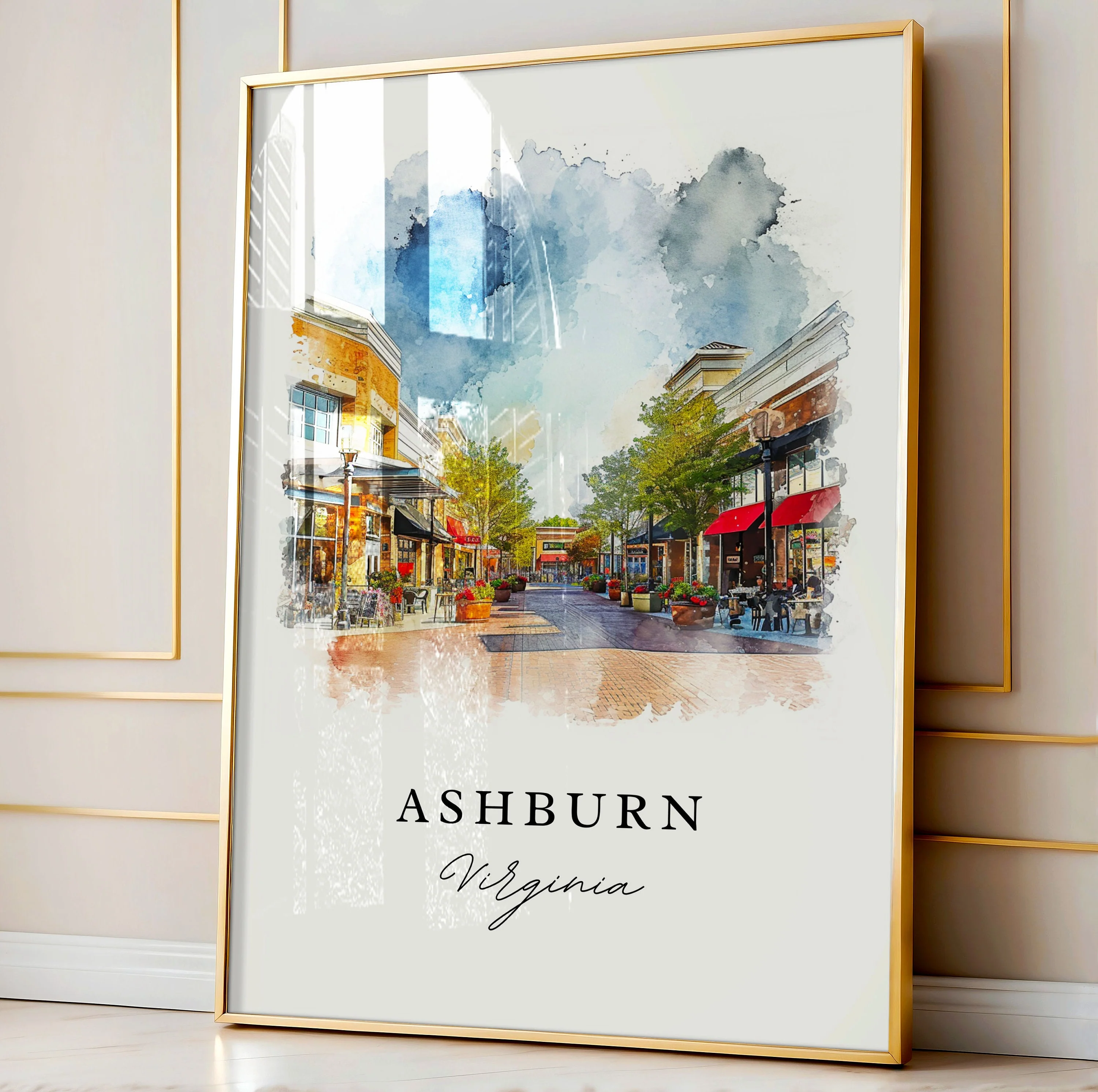 Ashburn, Virginia – Watercolor Art Print - Image 4