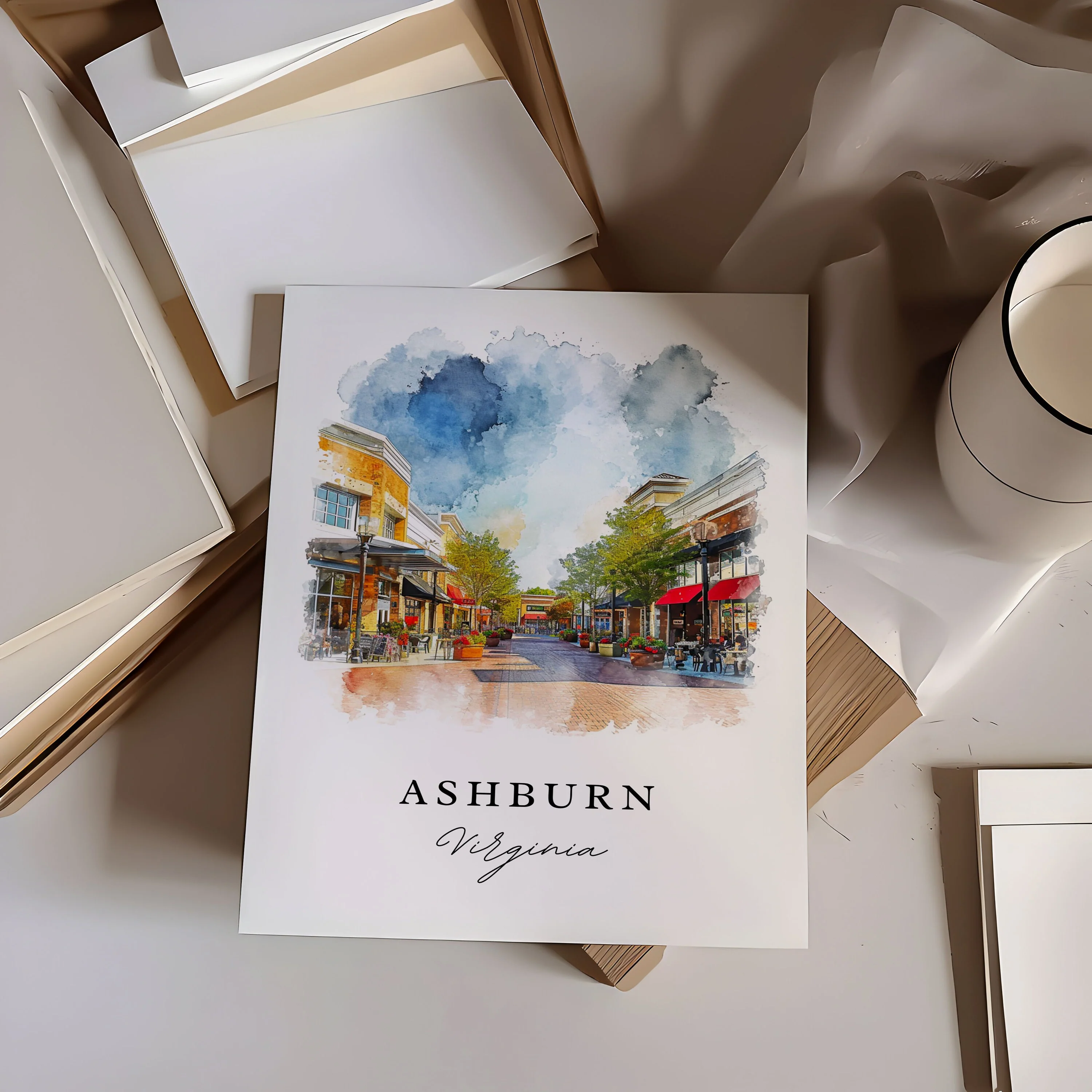 Ashburn, USA – Watercolor Art Print - Image 2