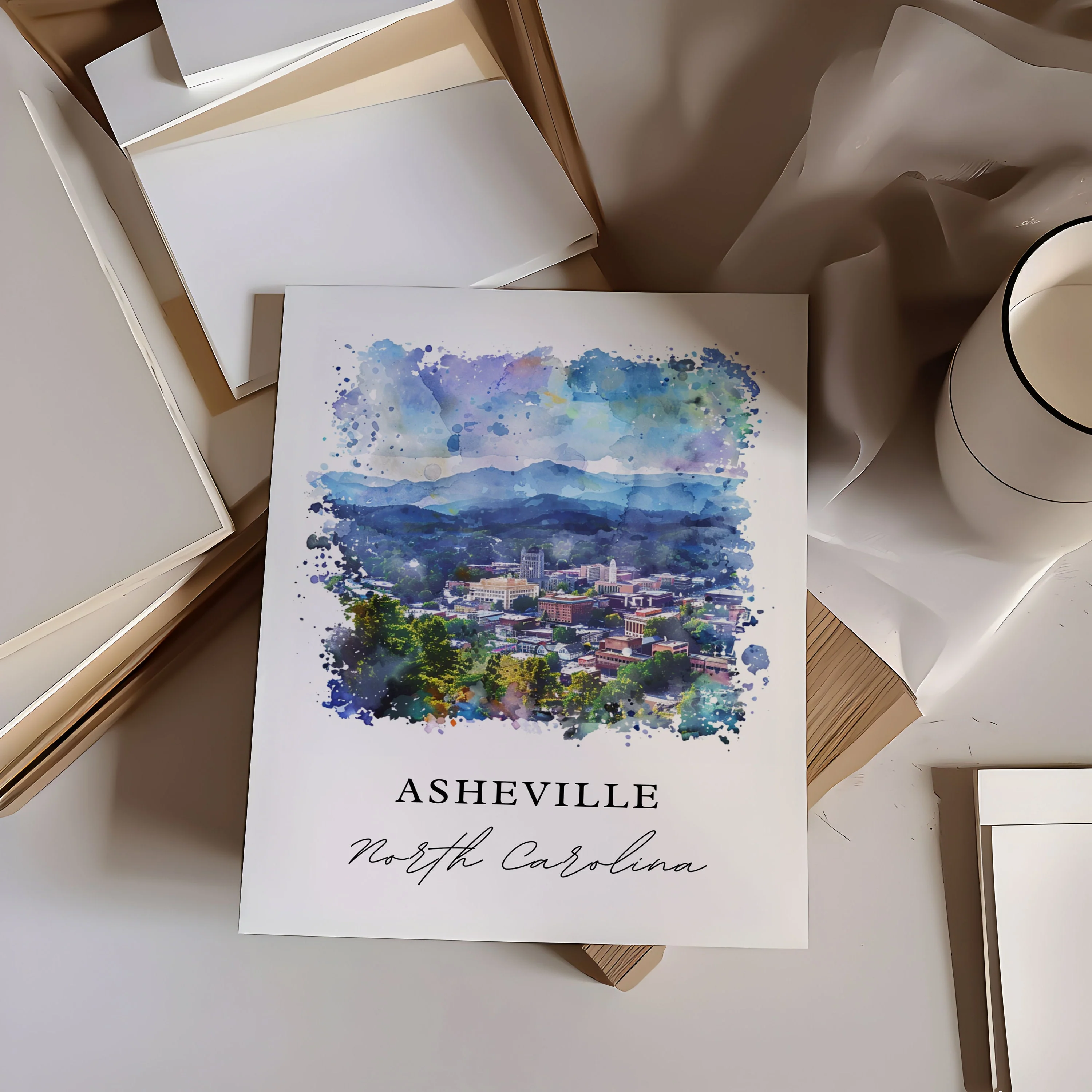 Asheville, North Carolina Watercolor Art Print - Image 2