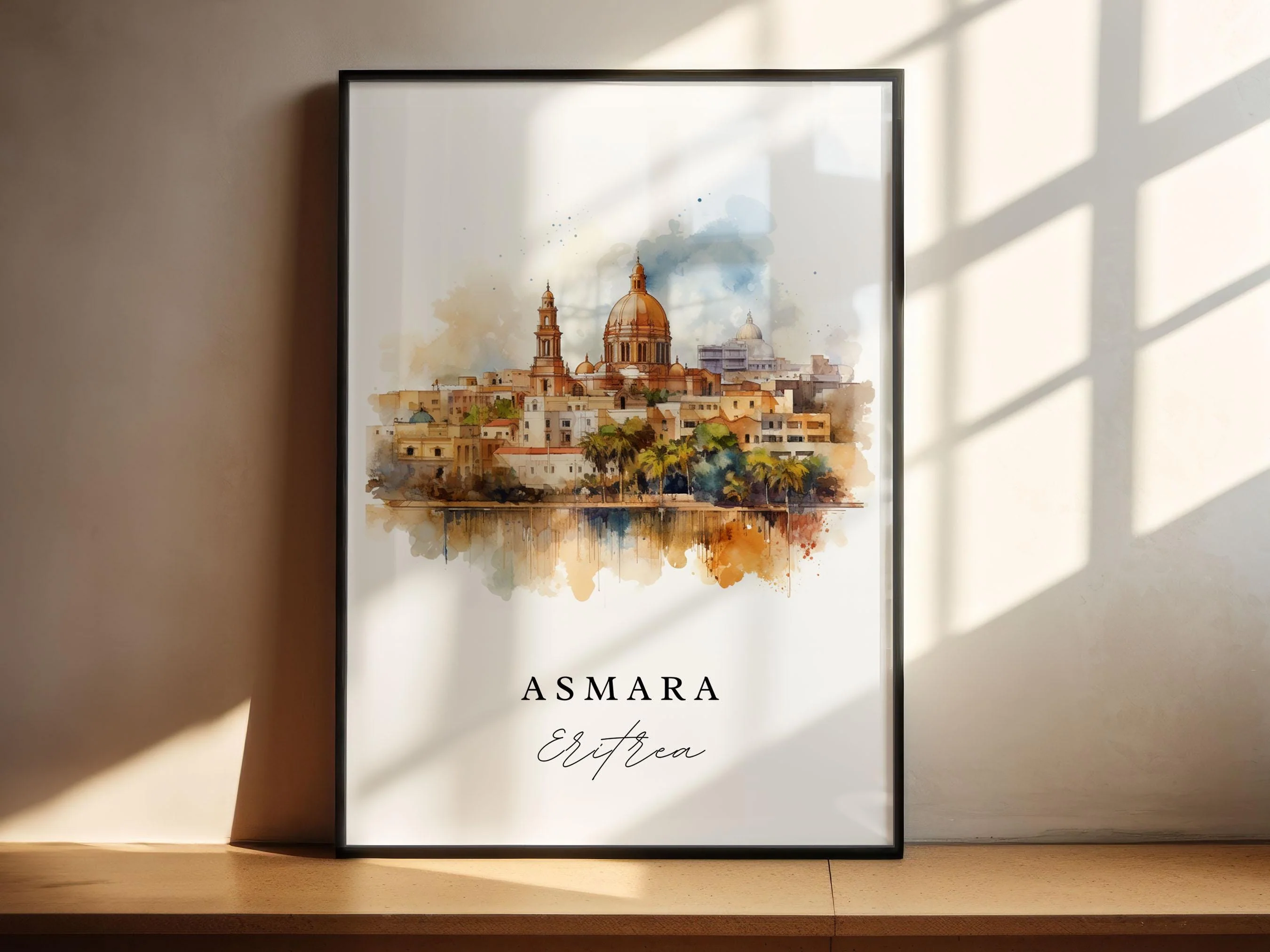 Asmara, Eritrea – Watercolor Art Print - Image 3
