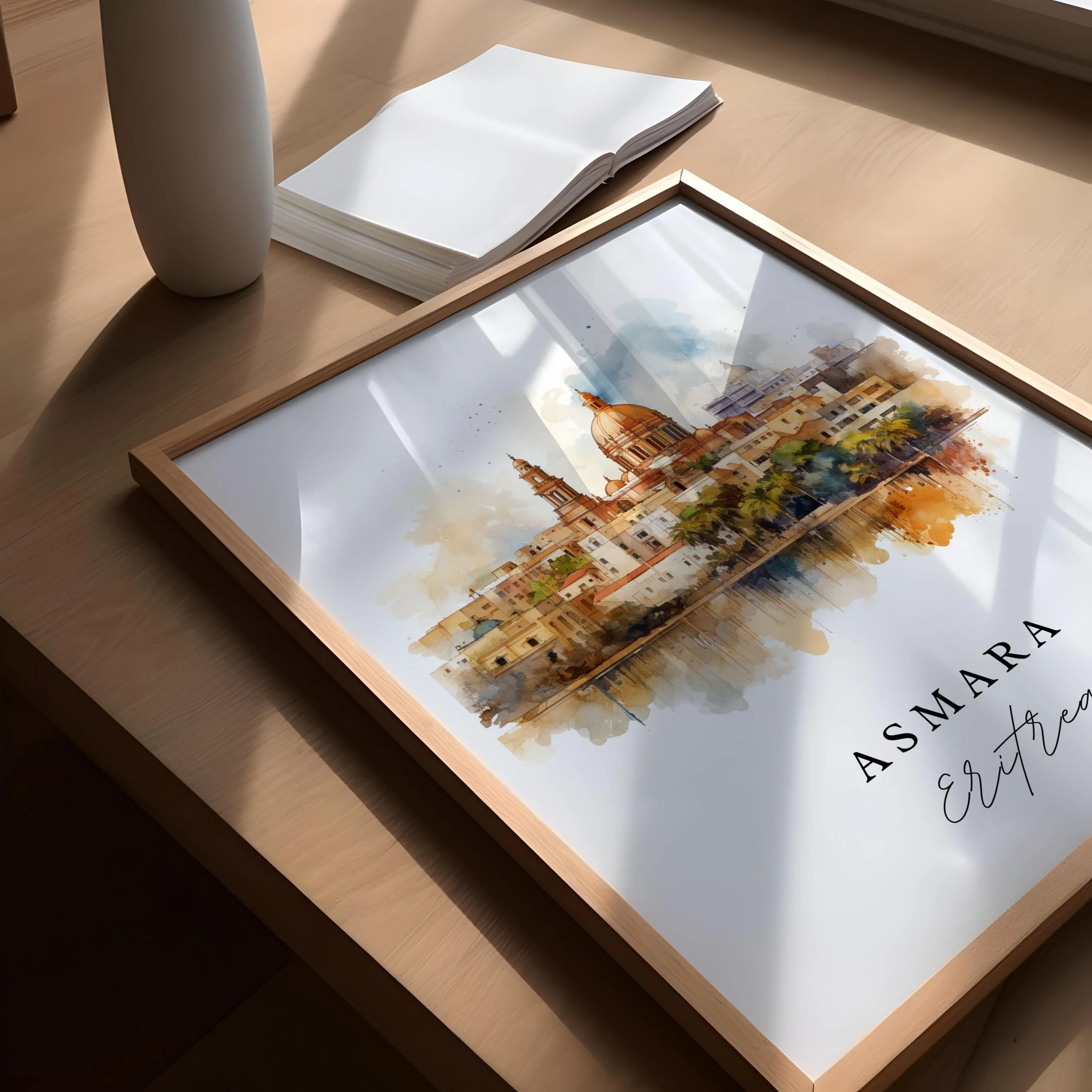 Asmara, Eritrea – Watercolor Art Print - Image 4
