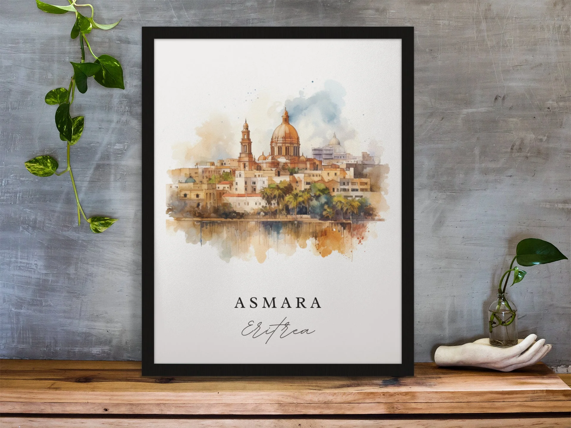 Asmara, Eritrea – Watercolor Art Print - Image 6
