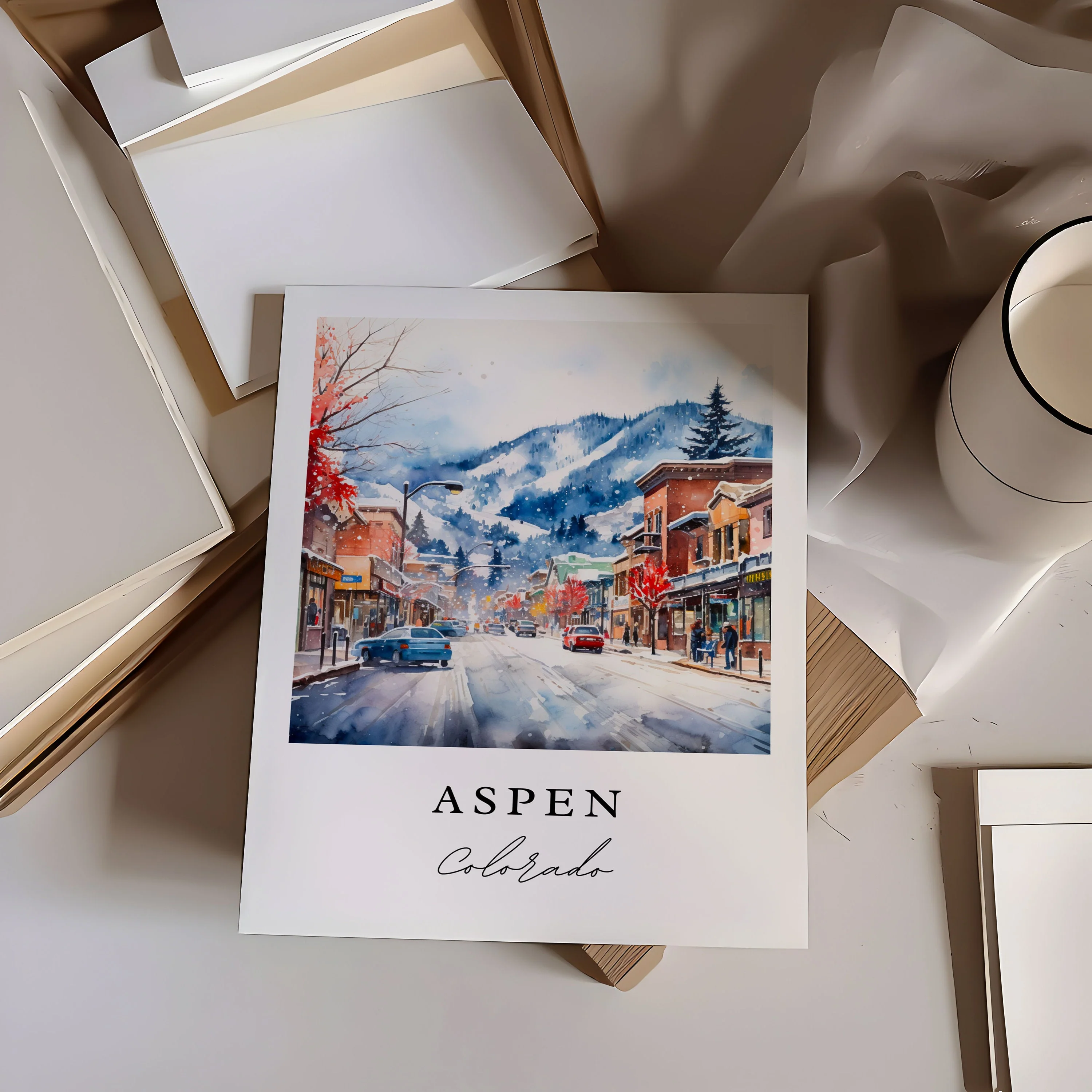 Aspen, Colorado – Watercolor Art Print - Image 7