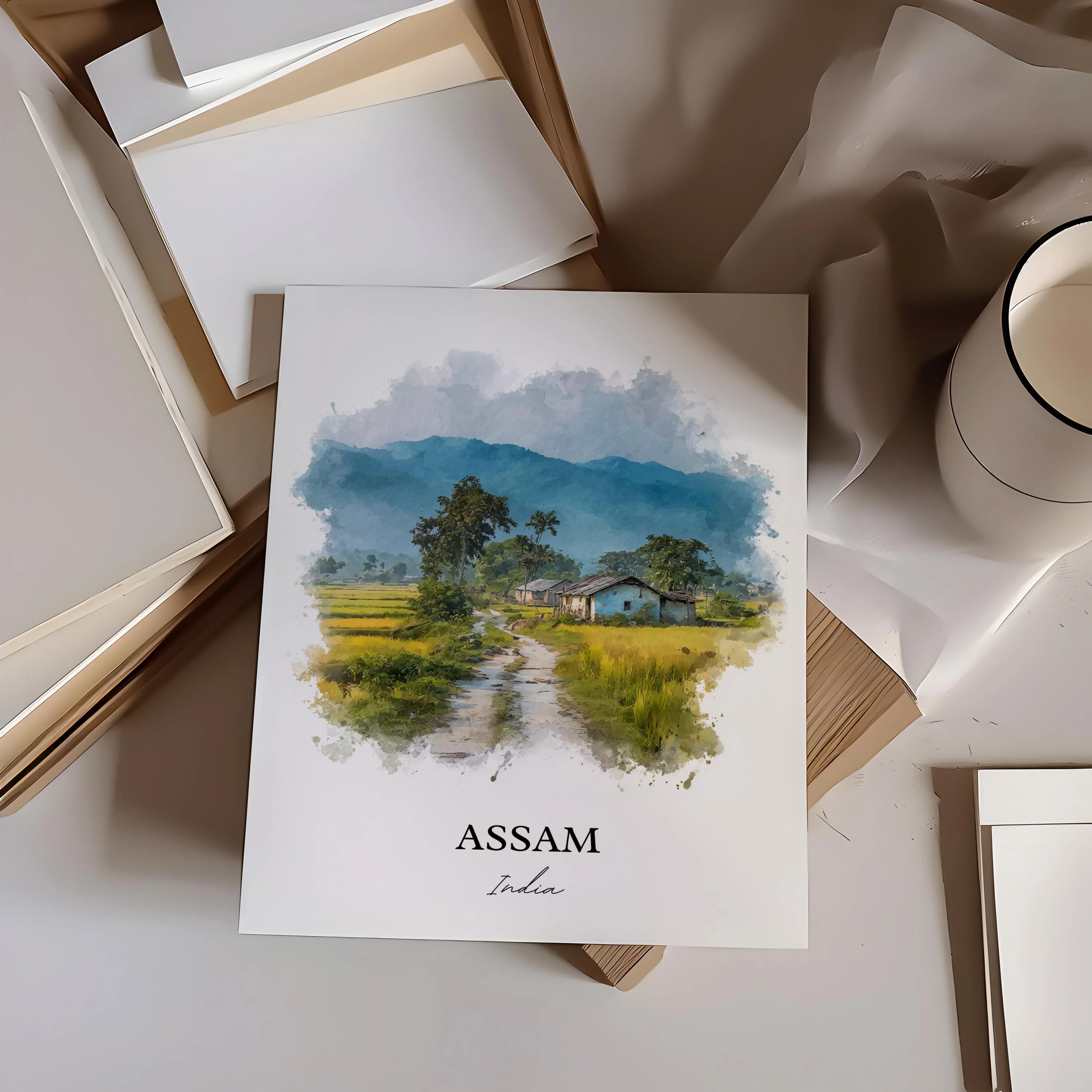 Assam, India – Watercolor Art Print - Image 2