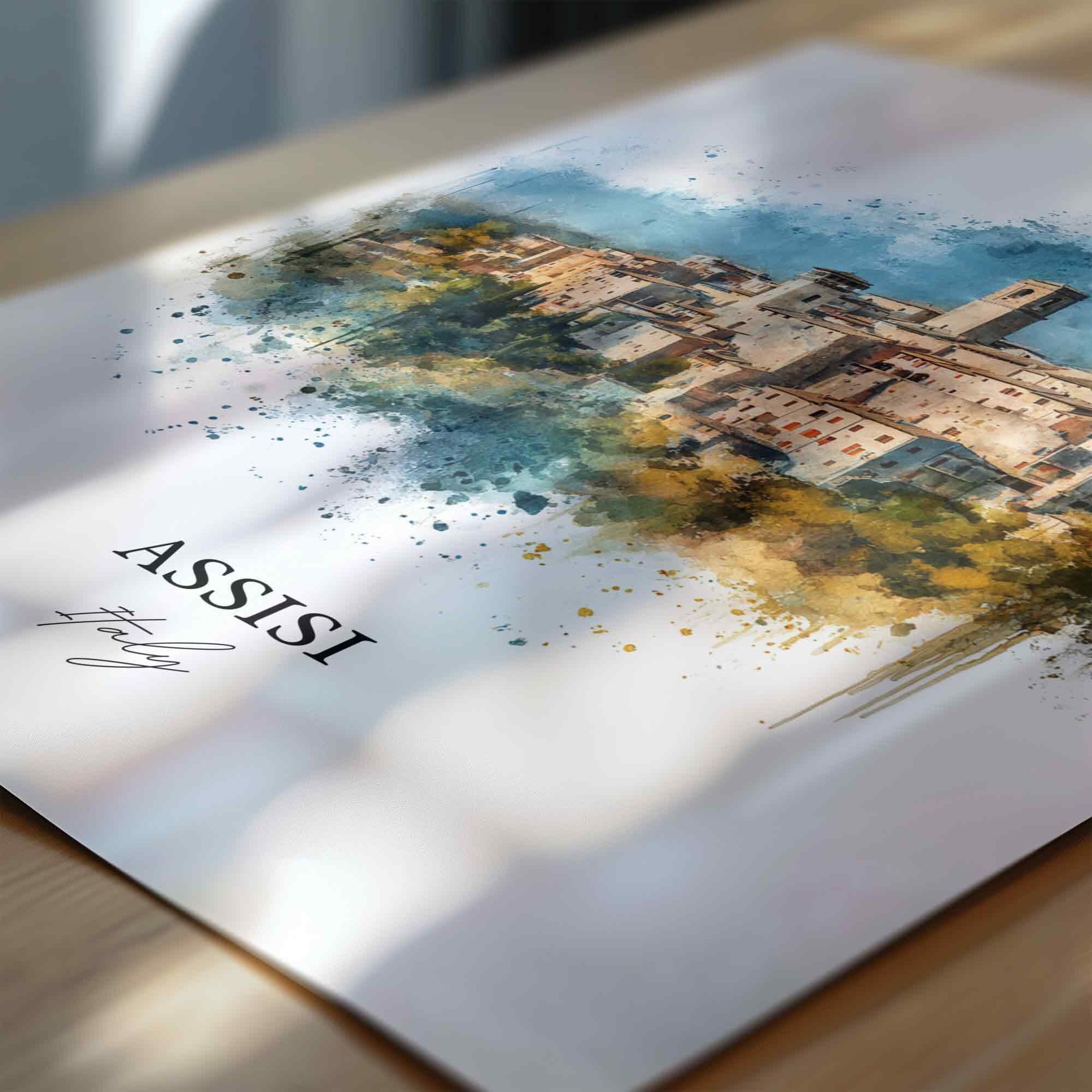Assisi, Italy – Watercolor Art Print - Image 2