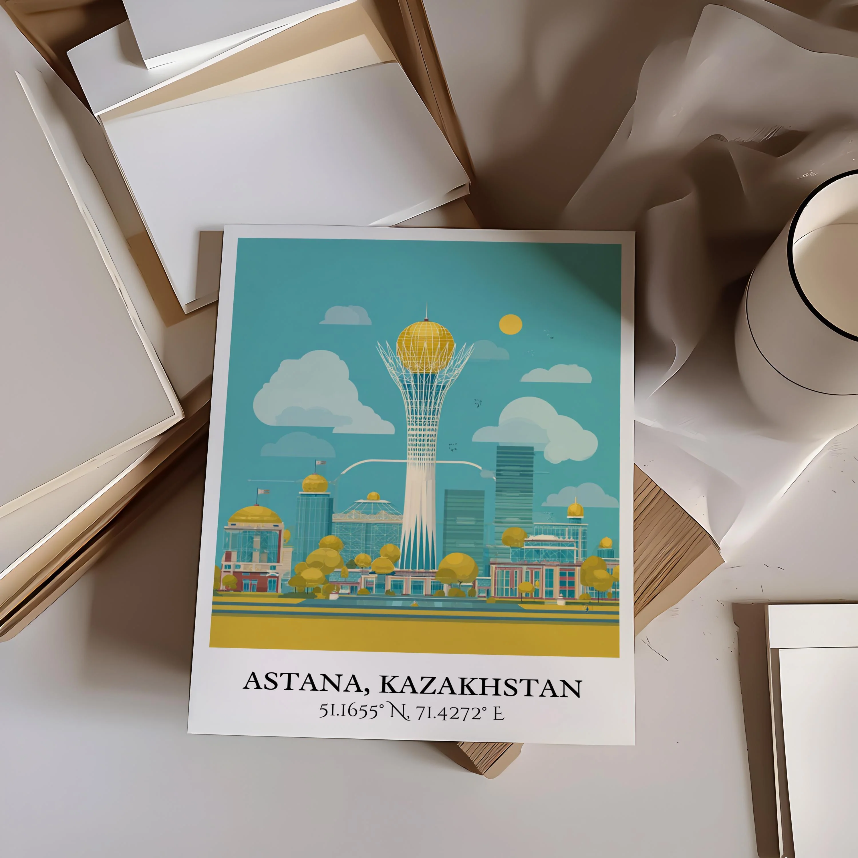 Astana, Kazakhstan – Watercolor Art Print - Image 6