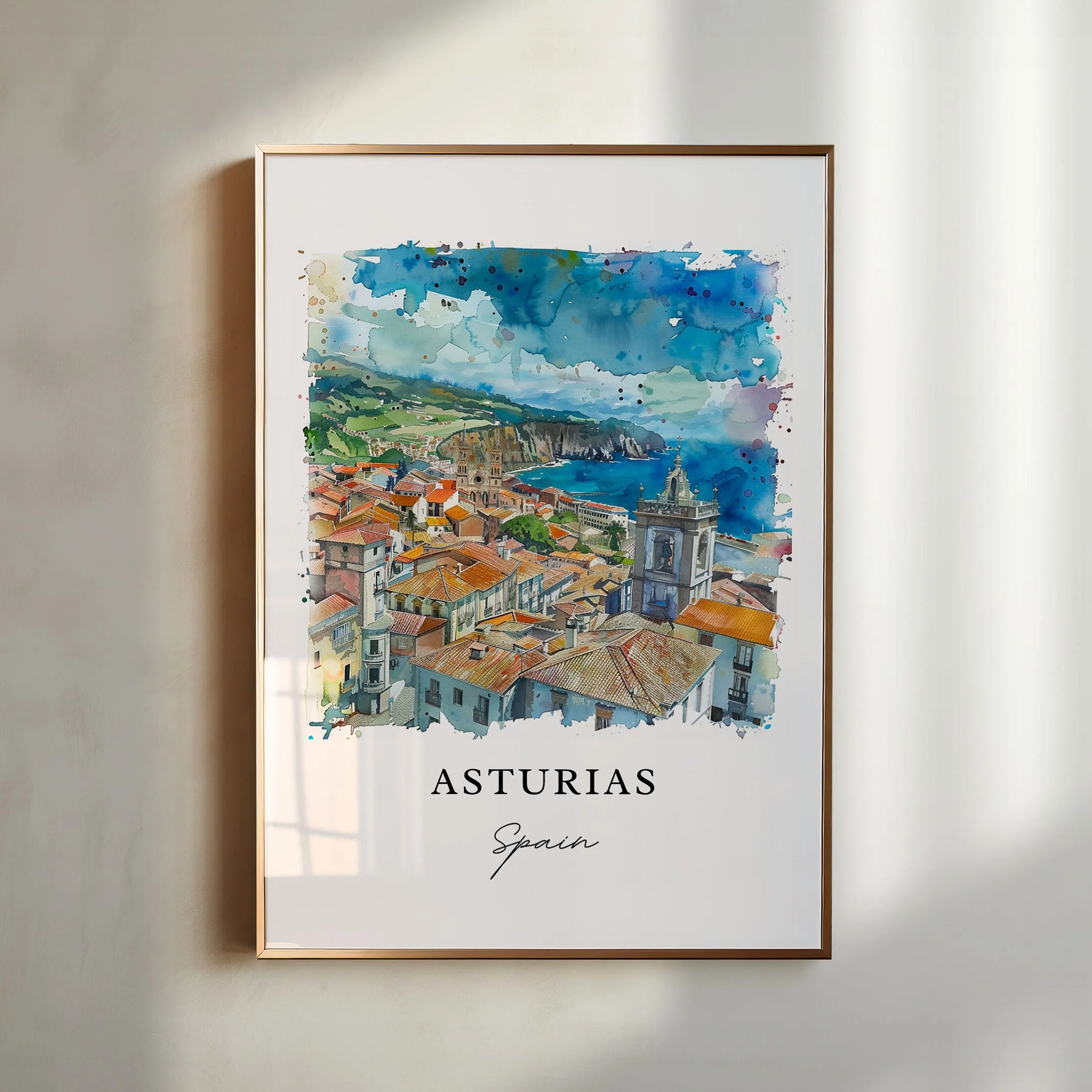 Asturias, Spain – Watercolor Art Print