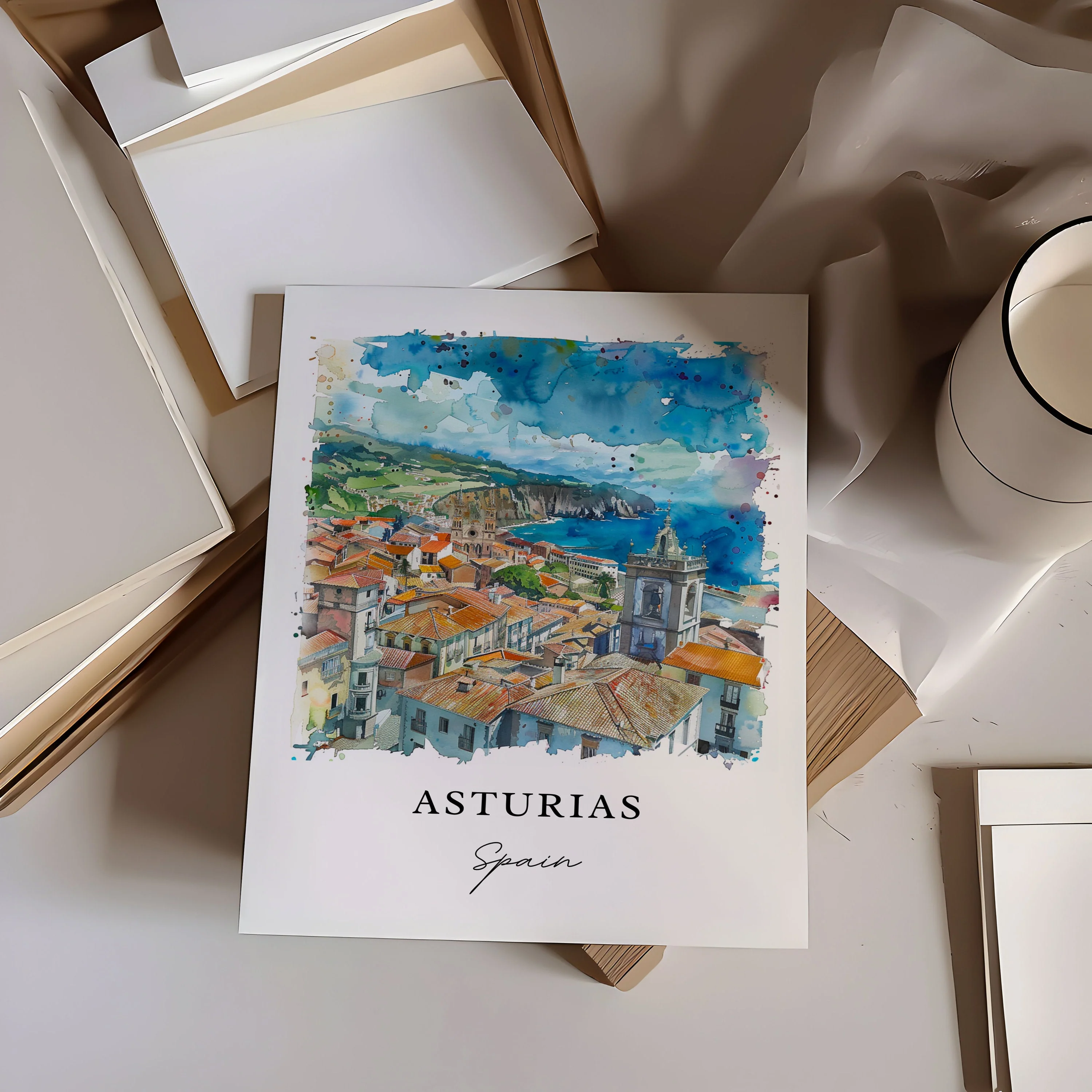 Asturias, Spain – Watercolor Art Print - Image 3
