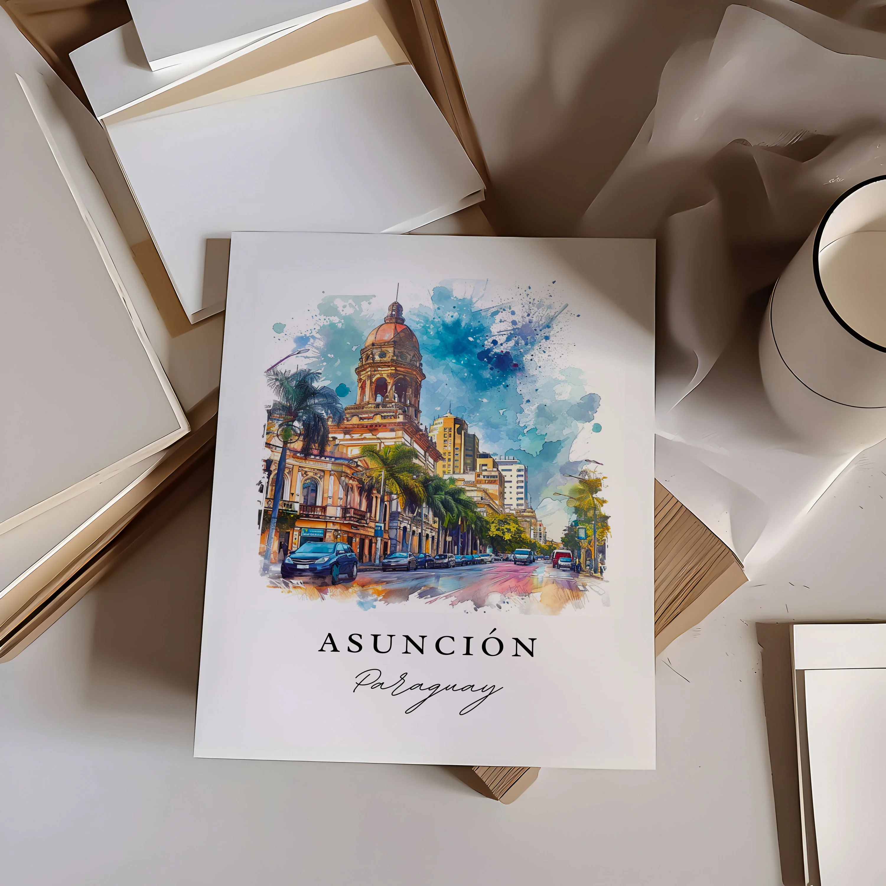 Asuncion, Paraguay – Watercolor Art Print - Image 2