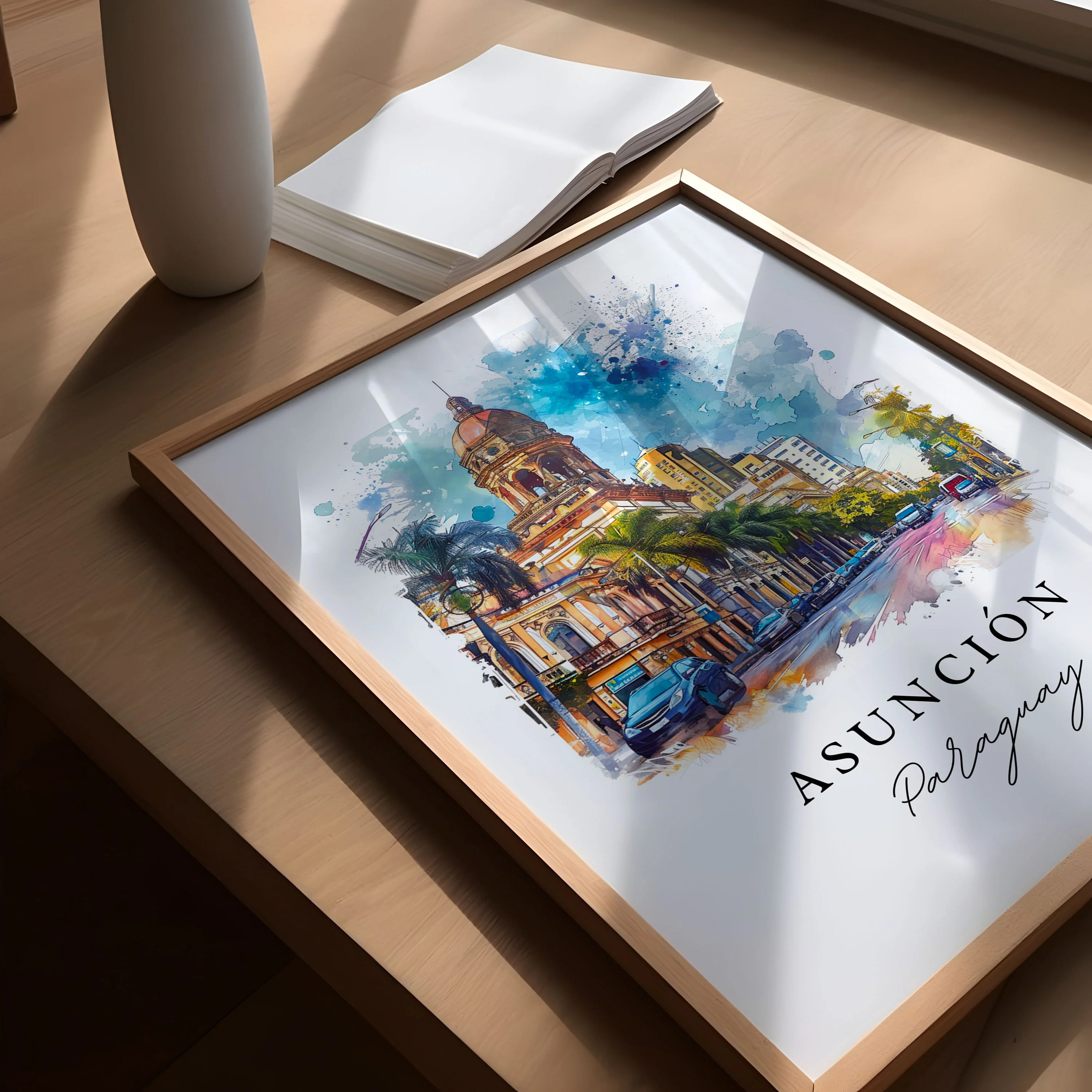 Asuncion, Paraguay – Watercolor Art Print - Image 3