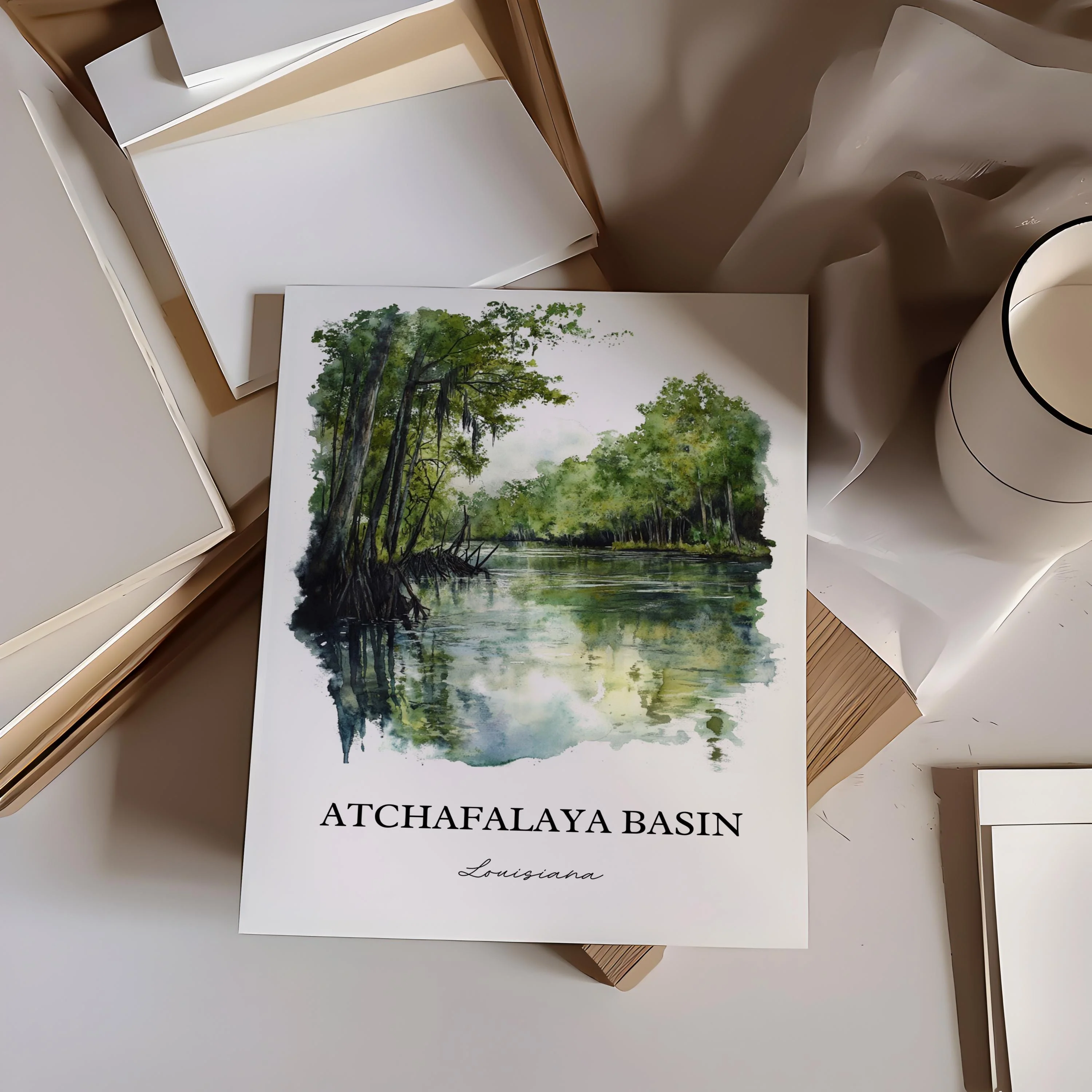 Atchafalaya Basin, Louisiana – Watercolor Art Print - Image 5