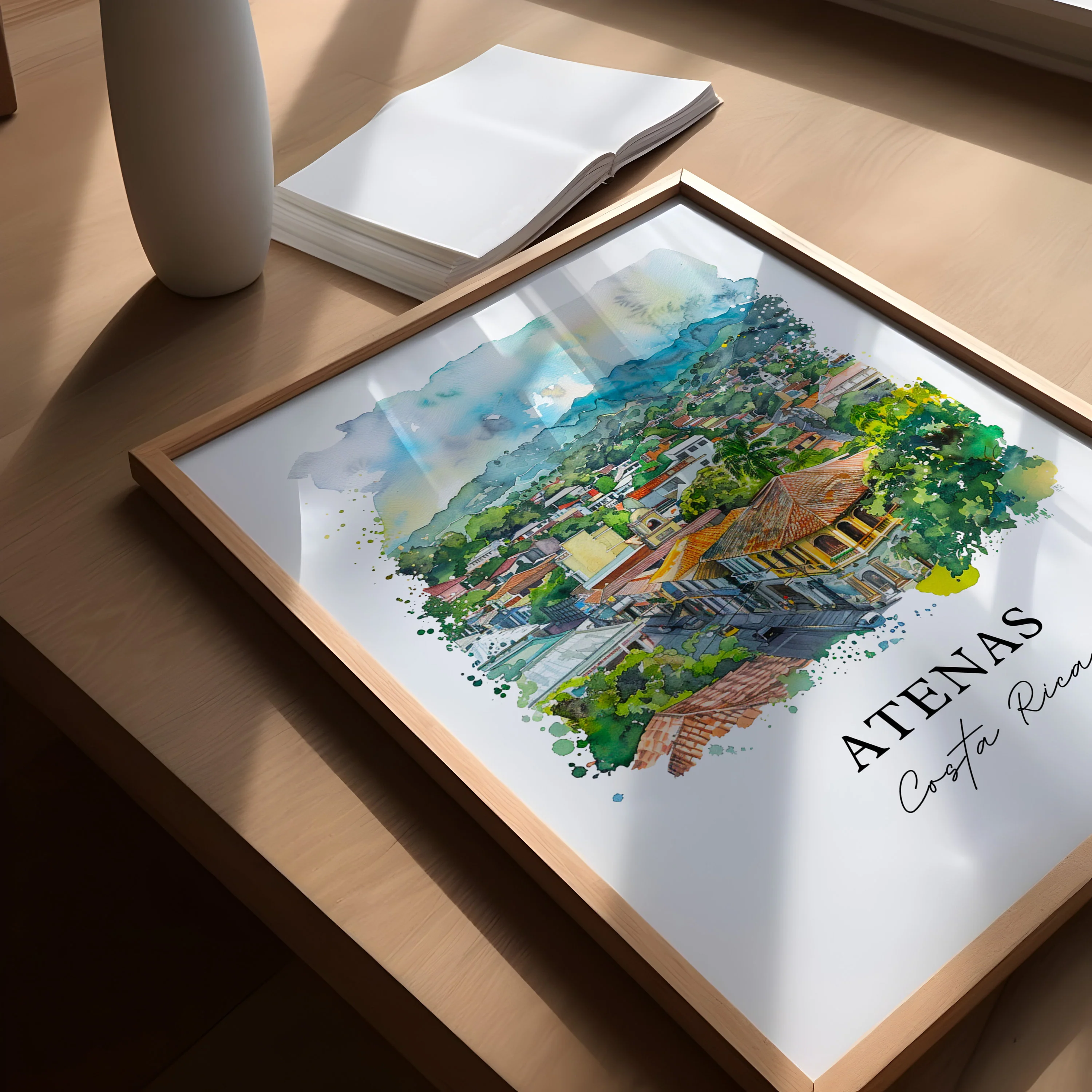 Atenas, Costa Rica – Watercolor Art Print - Image 3