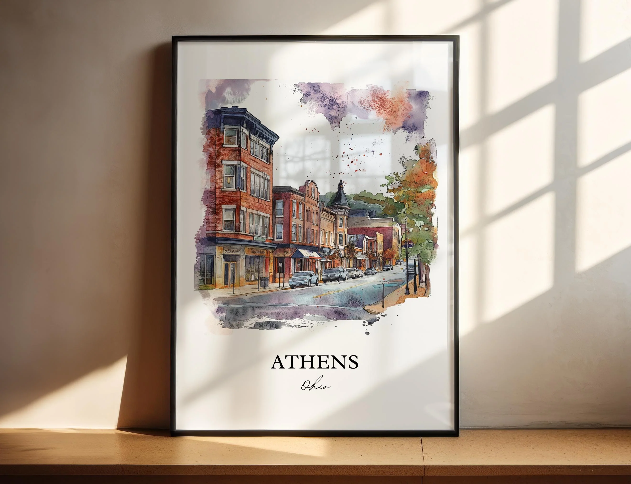 Athens, Ohio, USA – Watercolor Art Print